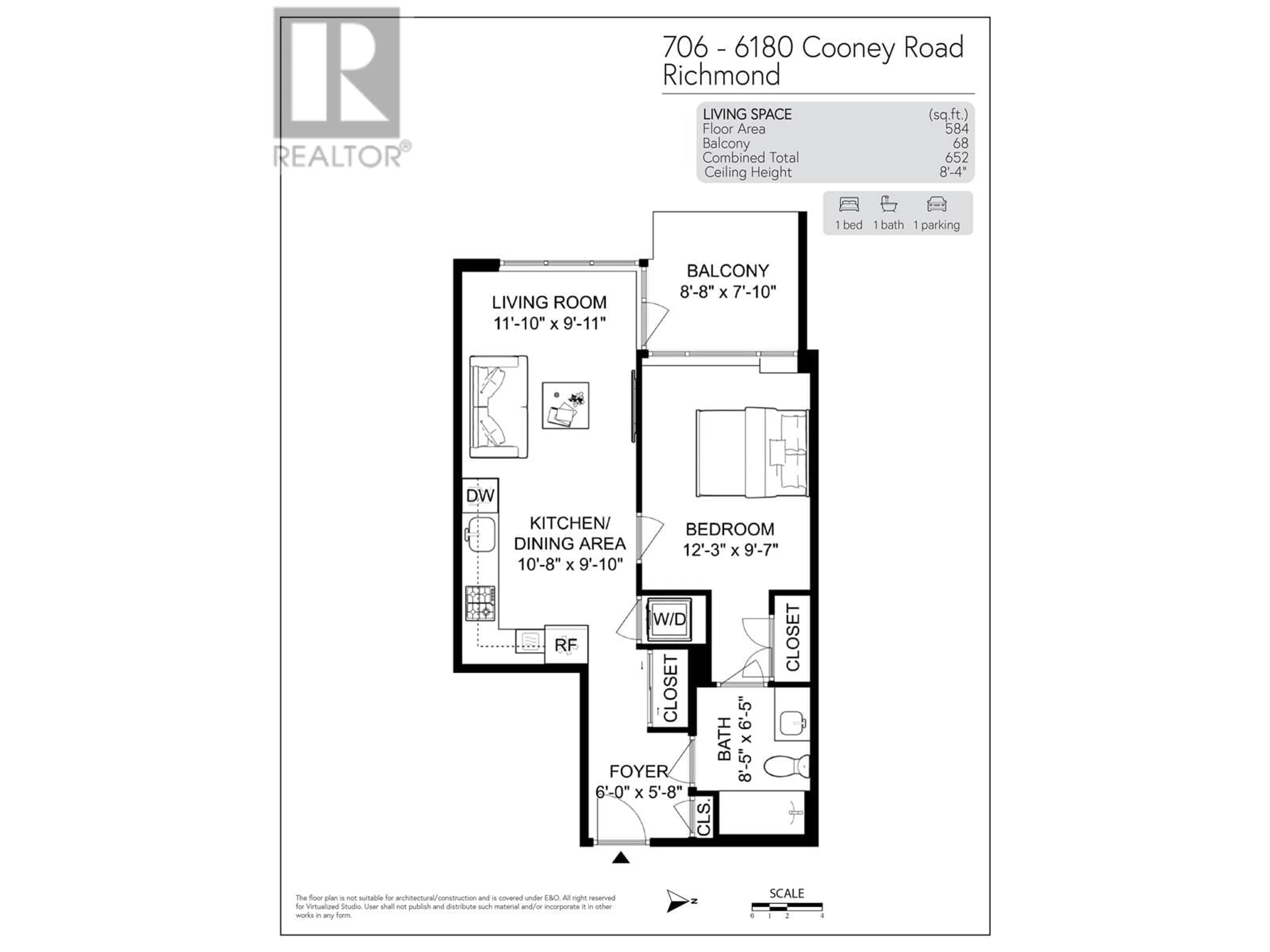 Floor plan for 706 - 6180 COONEY ROAD, Richmond British Columbia V6Y0H2