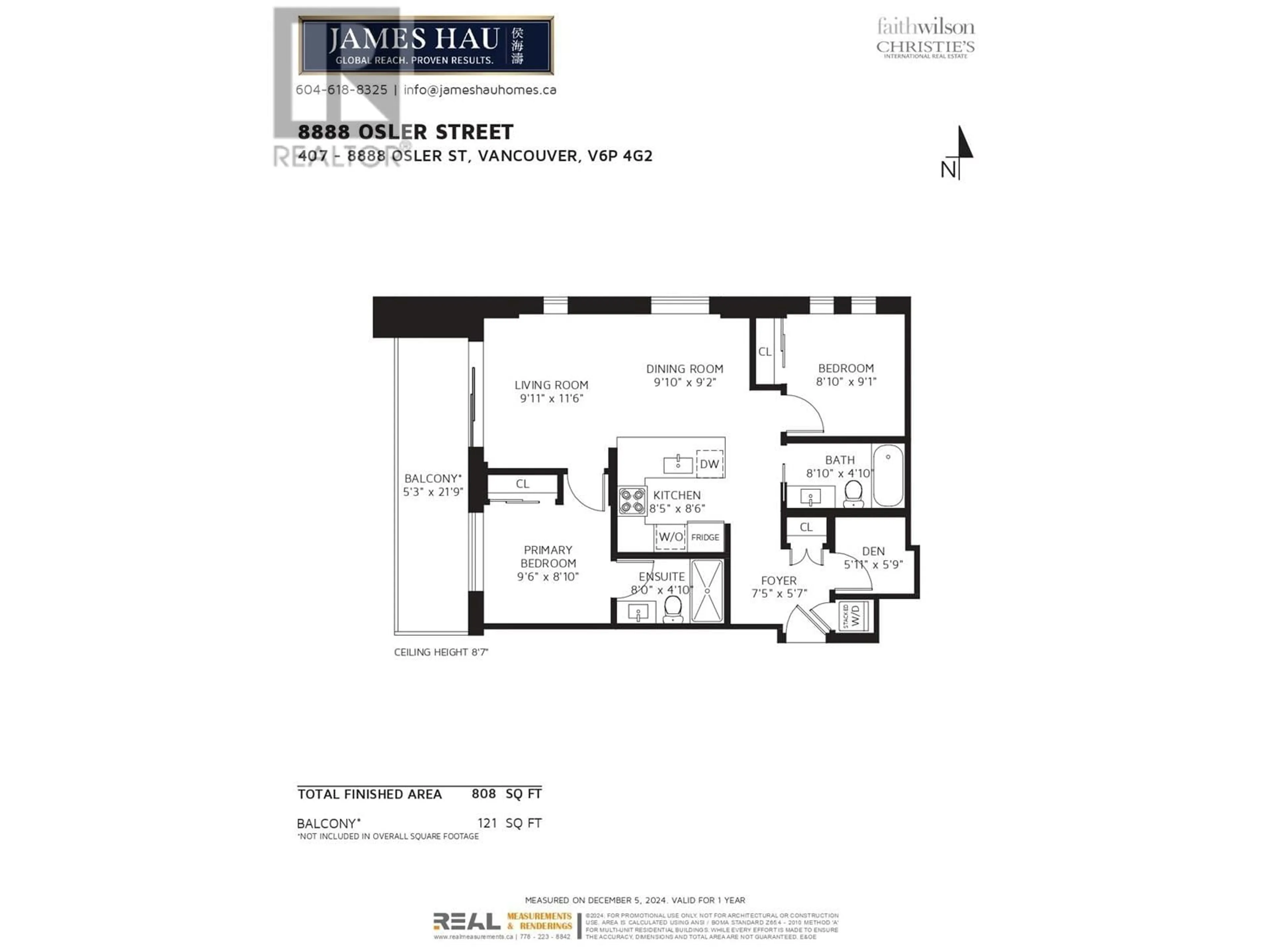 Floor plan for 407 - 8888 OSLER STREET, Vancouver British Columbia V6P4G2