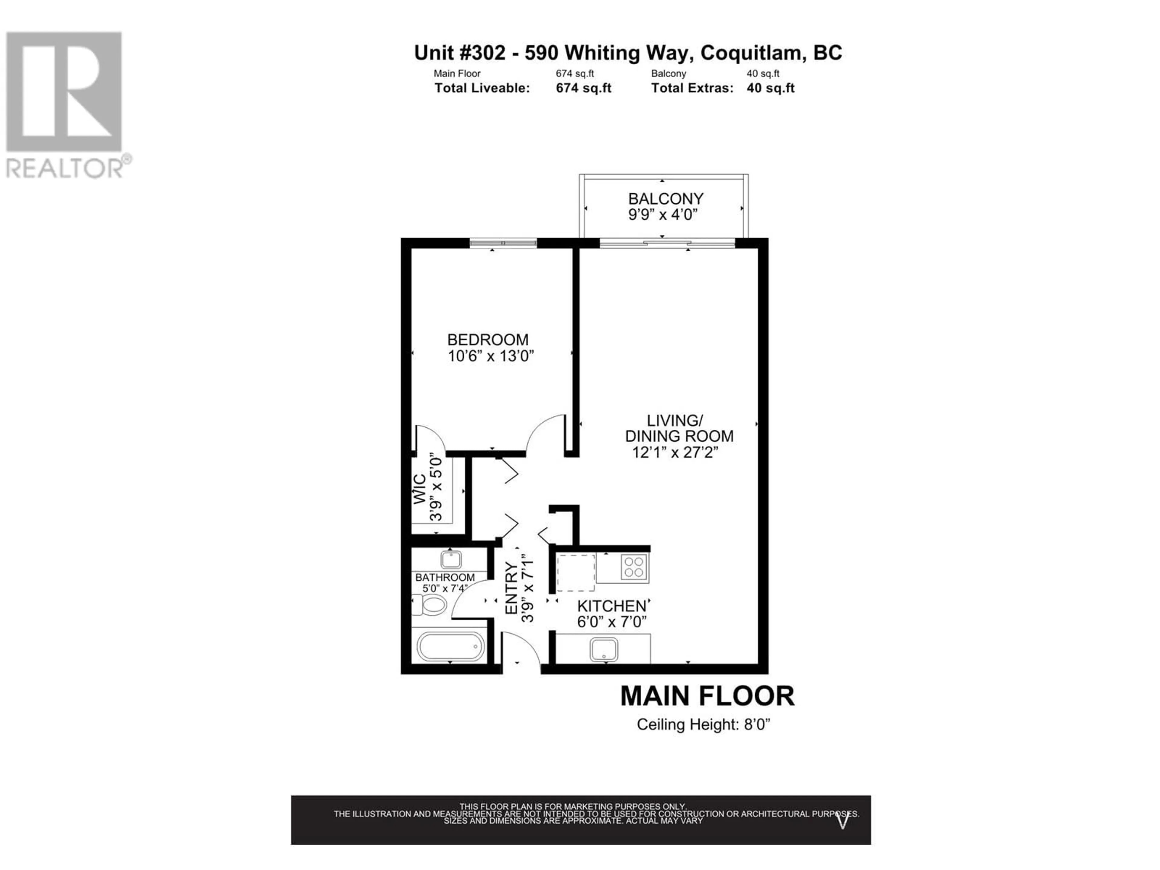 Floor plan for 302 - 590 WHITING WAY, Coquitlam British Columbia V3J3R9
