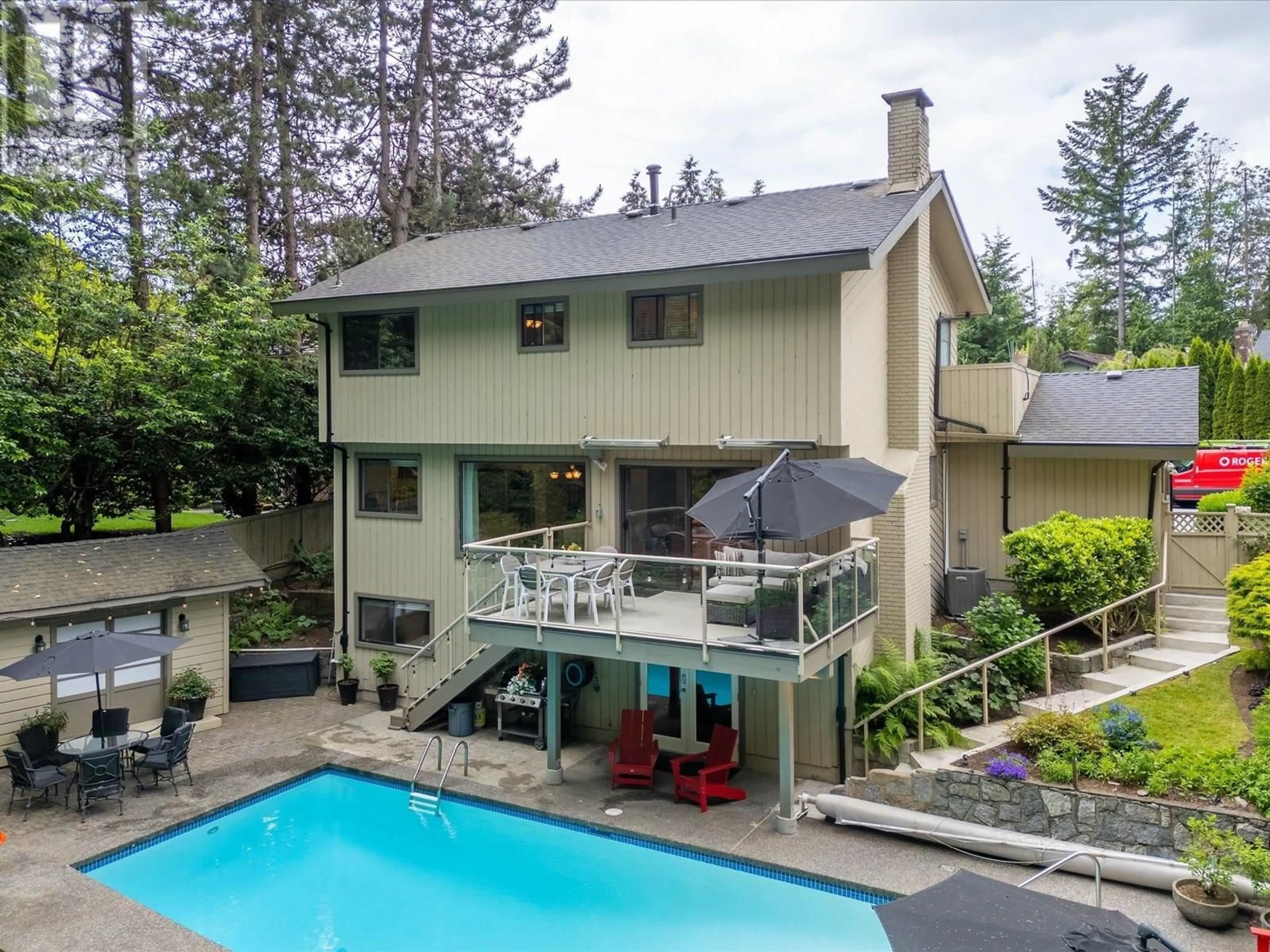 A pic from outside/outdoor area/front of a property/back of a property/a pic from drone, unknown for 5436 BLUEBERRY LANE, North Vancouver British Columbia V7R4N1