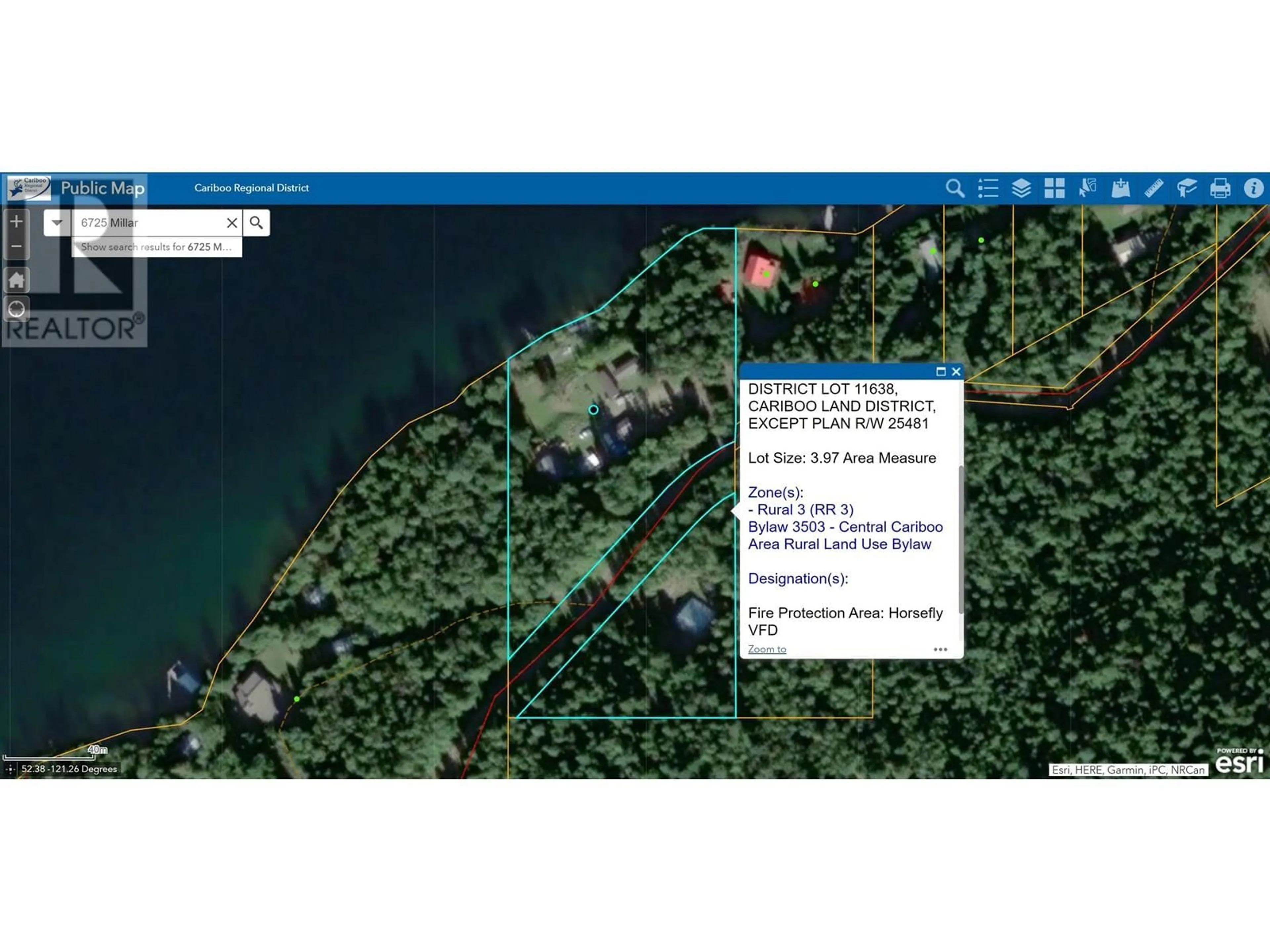 Picture of a map for 6725 MILLAR ROAD, Horsefly British Columbia V0L1L0
