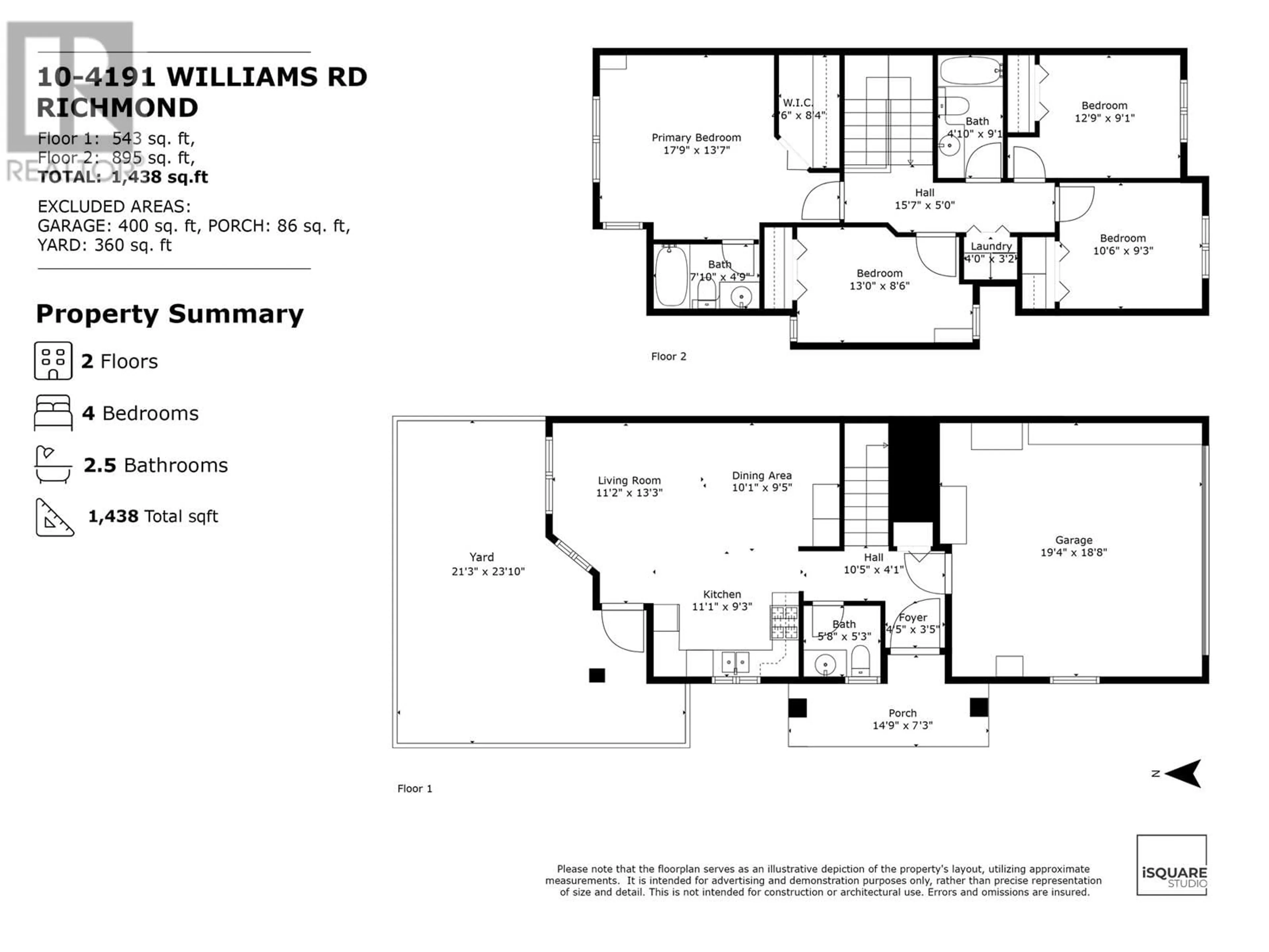 Floor plan for 10 - 4191 WILLIAMS ROAD, Richmond British Columbia V7E1J7