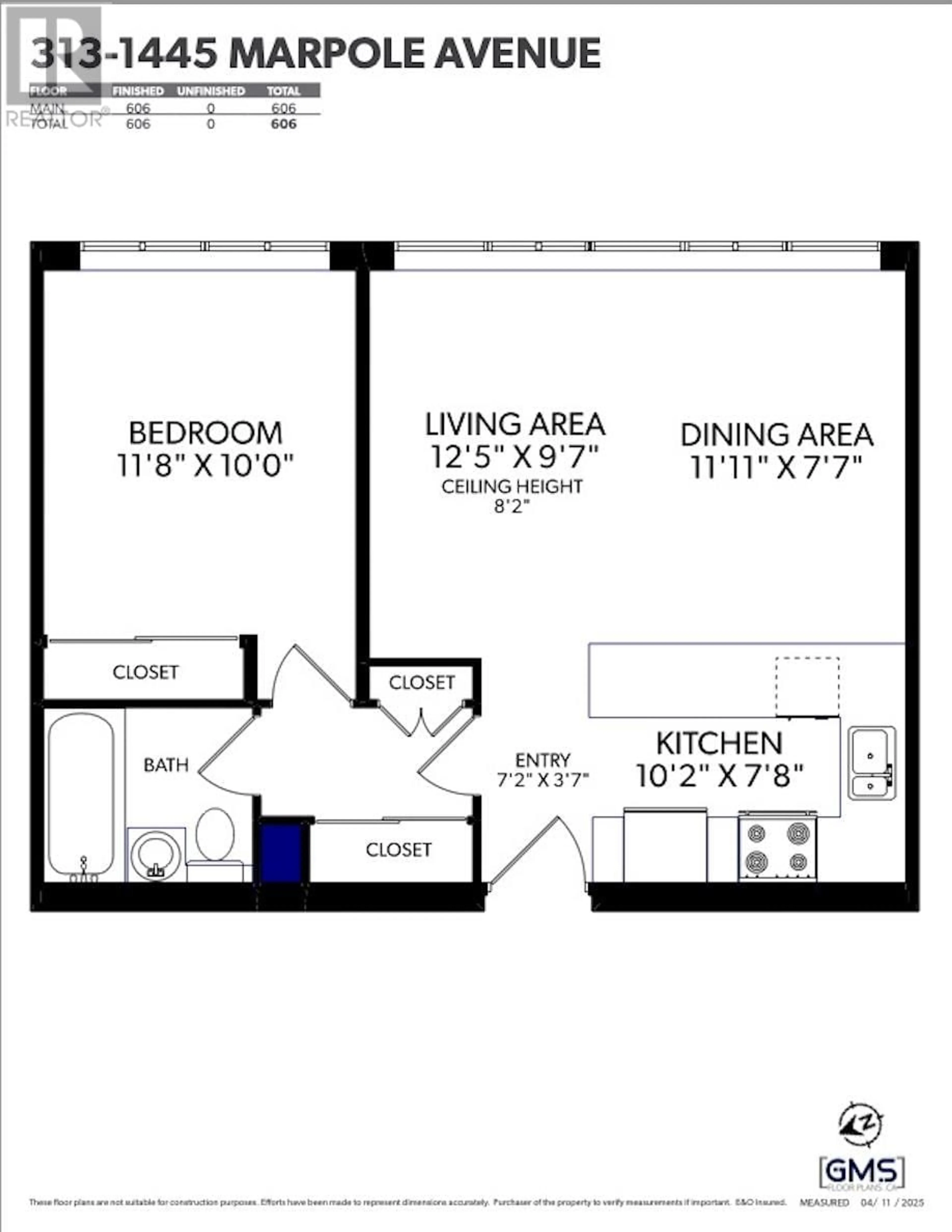 Floor plan for 313 - 1445 MARPOLE AVENUE, Vancouver British Columbia V6H1S5