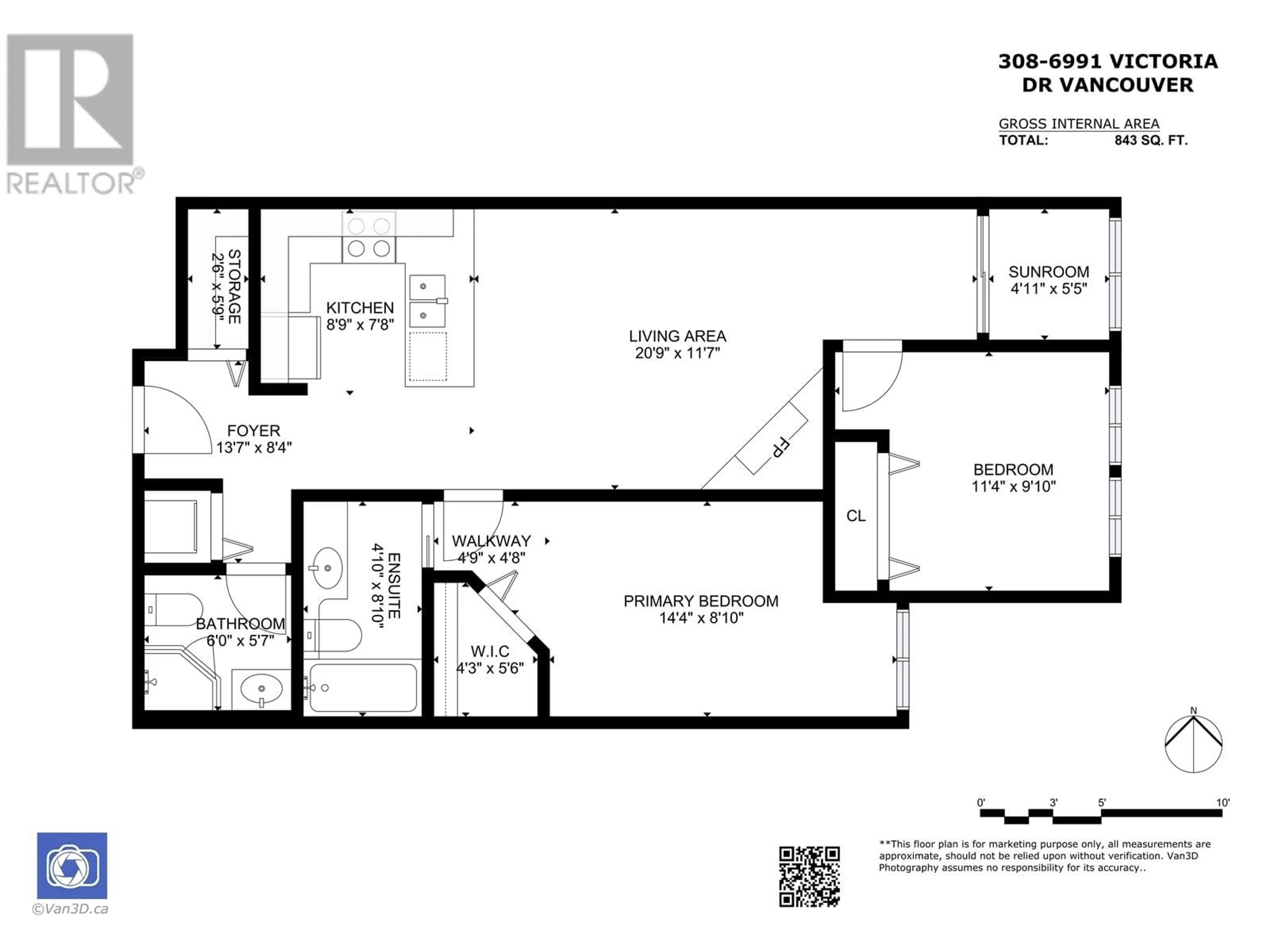 Floor plan for 308 - 6991 VICTORIA DRIVE, Vancouver British Columbia V5P3Y7