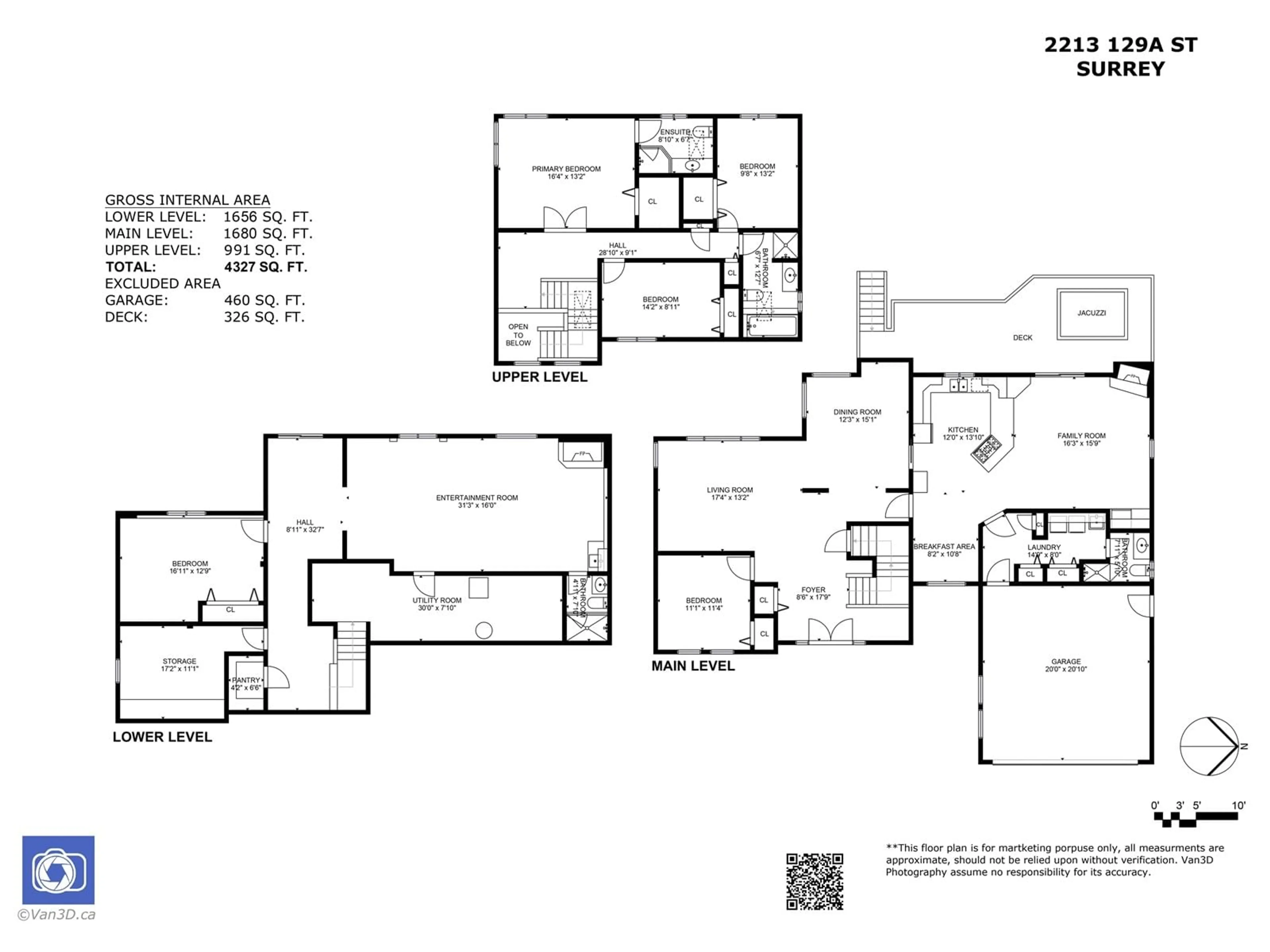 Floor plan for 2213 129A, Surrey British Columbia V4A7J8