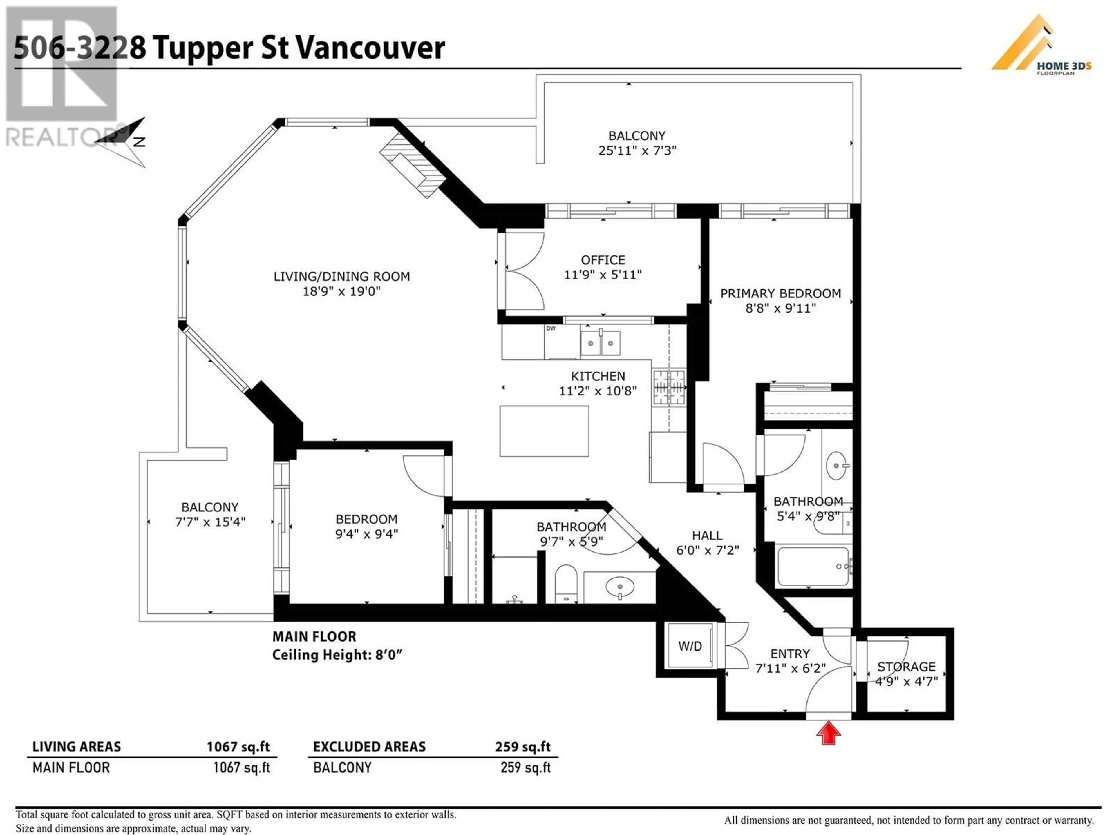 Floor plan for 506 - 3228 TUPPER STREET, Vancouver British Columbia V5Z4S7