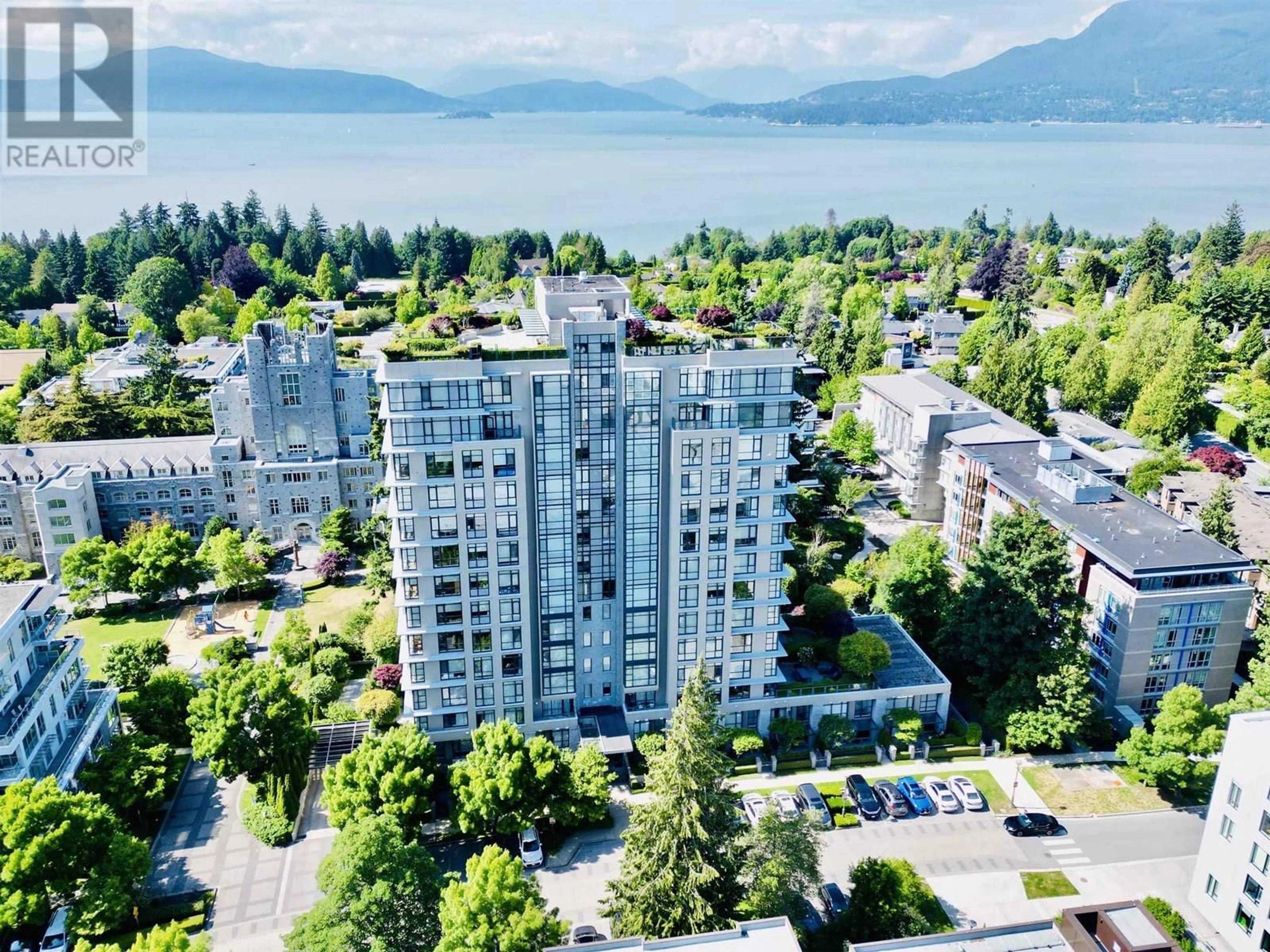 A pic from outside/outdoor area/front of a property/back of a property/a pic from drone, water/lake/river/ocean view for 601 - 5989 WALTER GAGE ROAD, Vancouver British Columbia V6T0A8