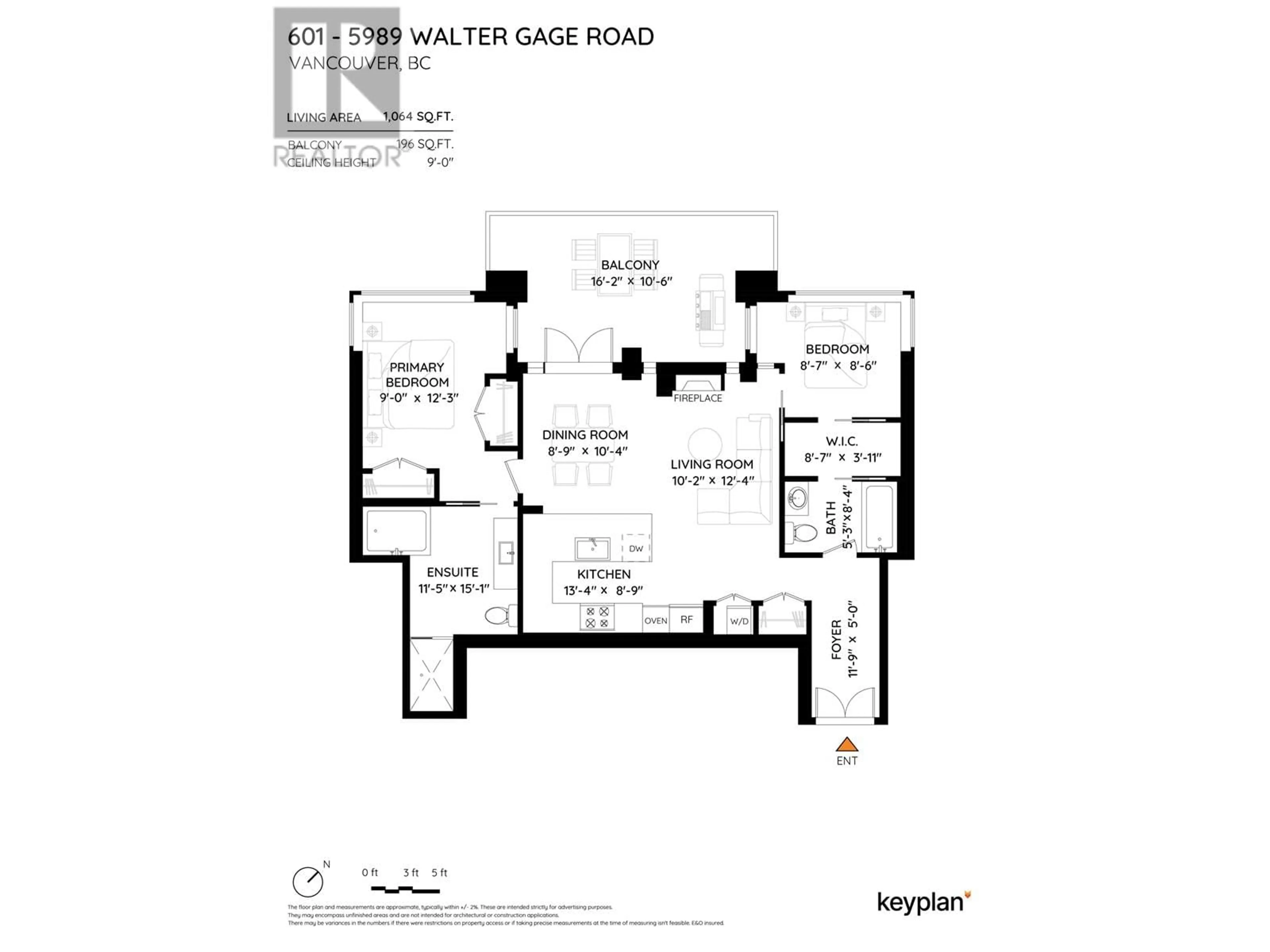 Floor plan for 601 - 5989 WALTER GAGE ROAD, Vancouver British Columbia V6T0A8