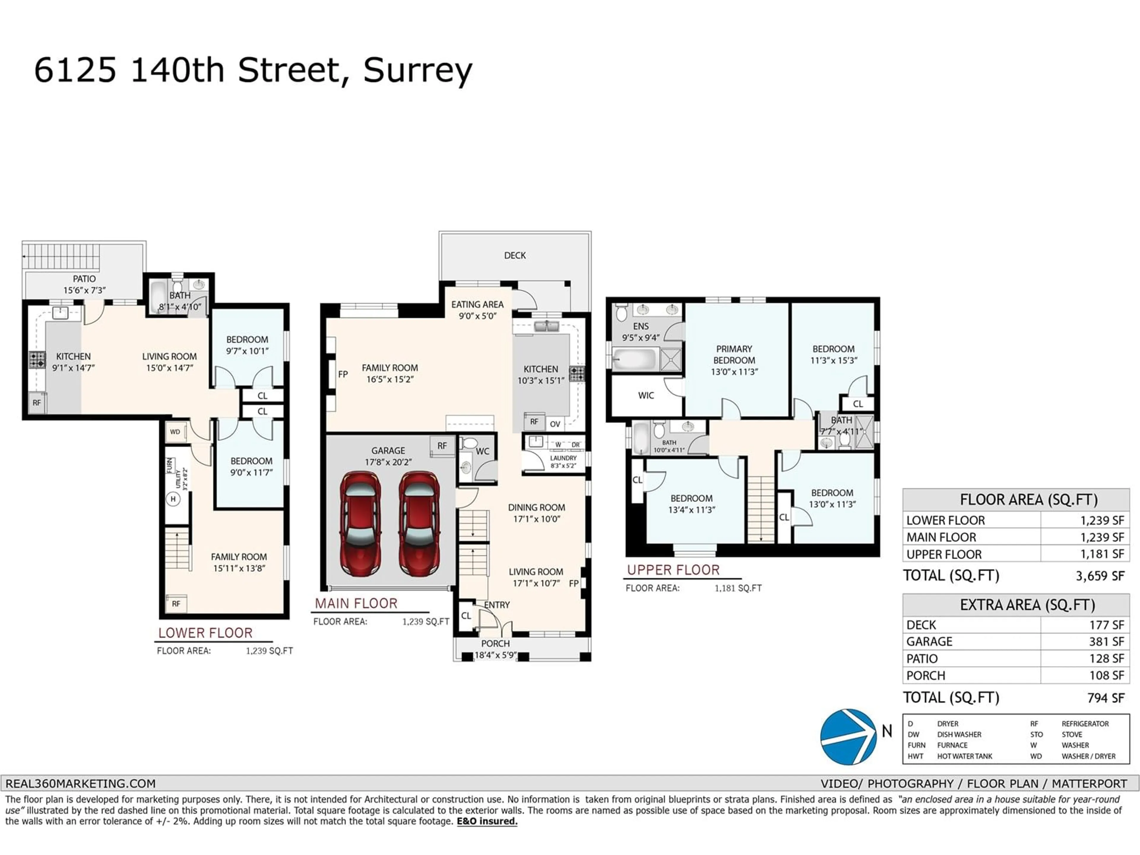 Floor plan for 6125 140, Surrey British Columbia V3X1E1