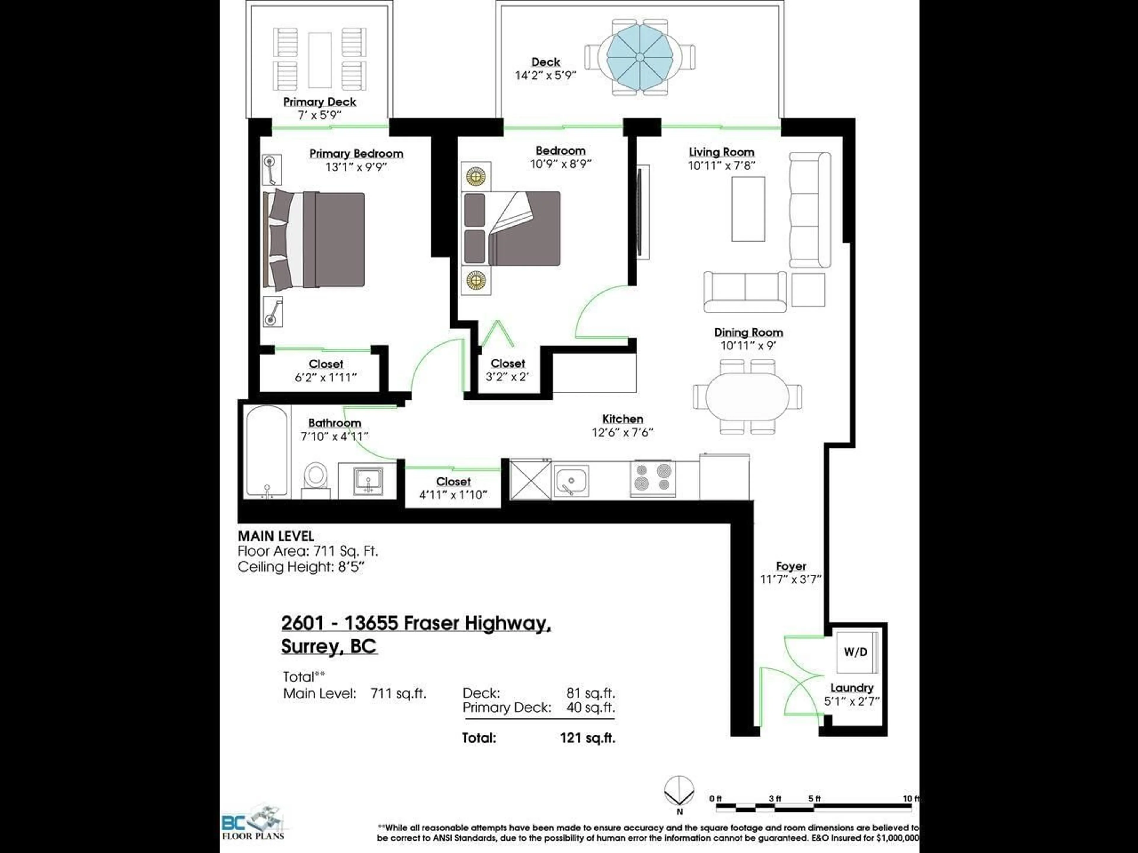 Floor plan for 2601 - 13655 FRASER, Surrey British Columbia V3T0P8