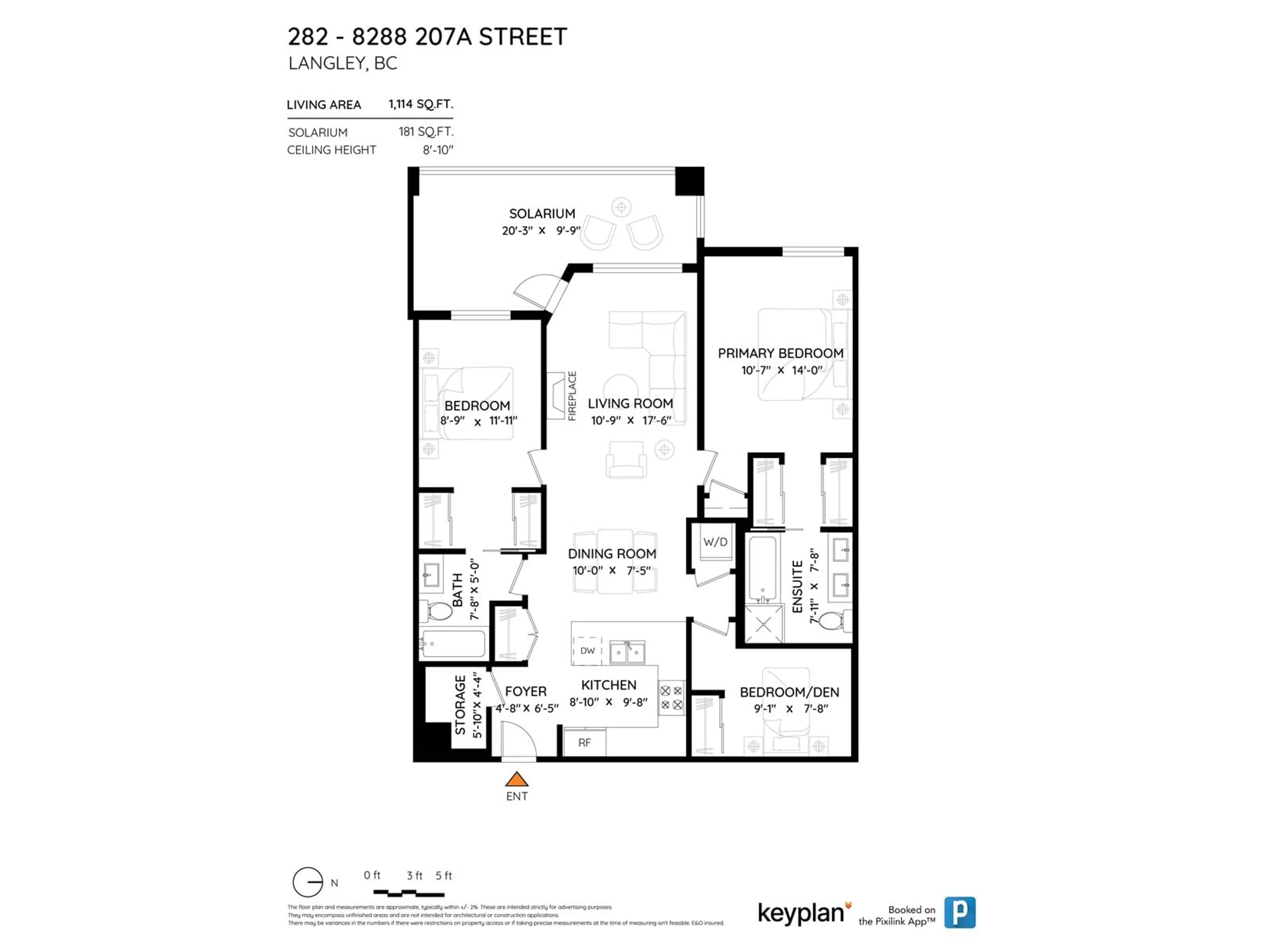 Floor plan for 282 - 8288 207A, Langley British Columbia V2Y0L2