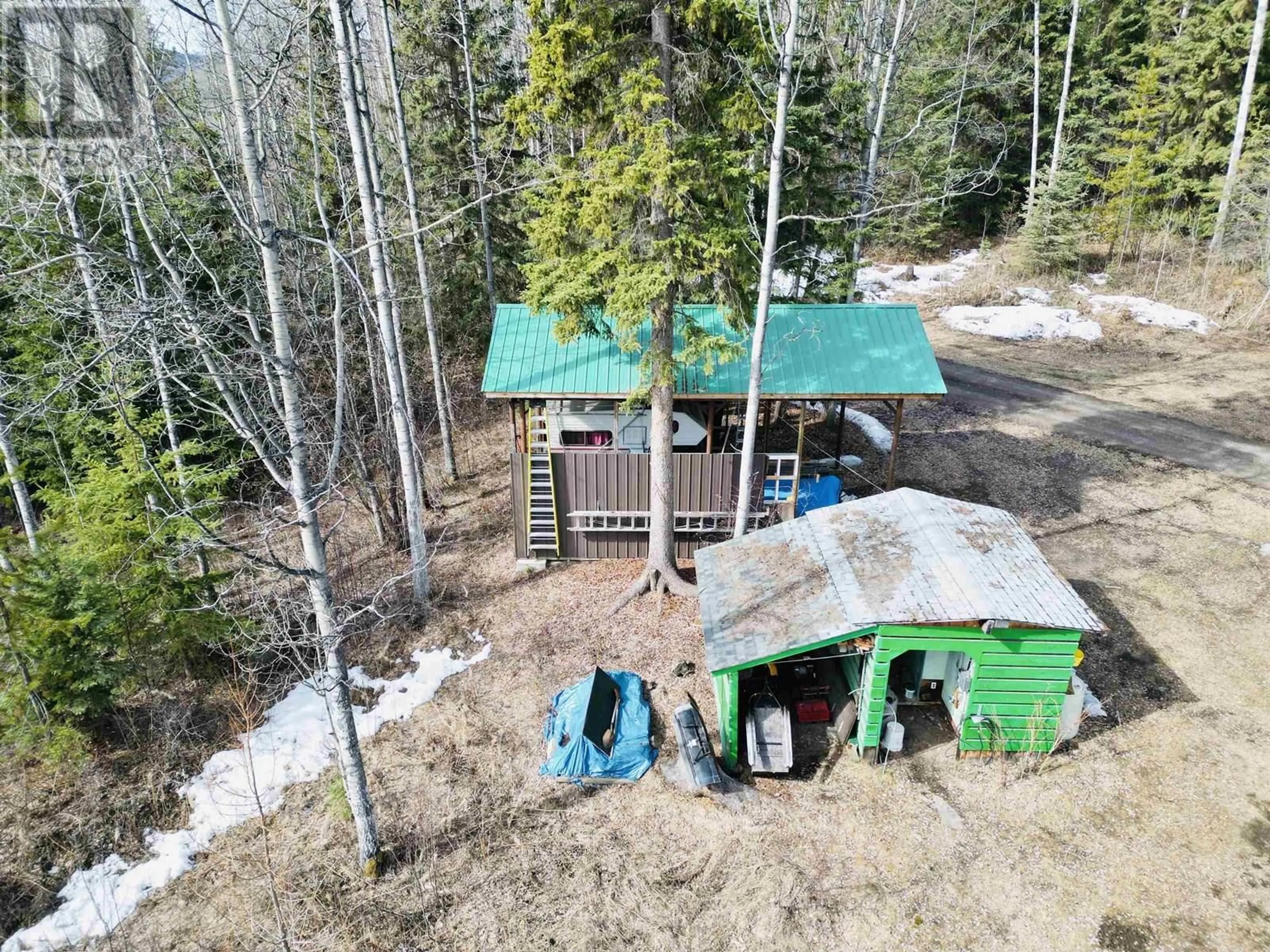 A pic from outside/outdoor area/front of a property/back of a property/a pic from drone, forest/trees view for 4340 KELWAY ROAD, Burns Lake British Columbia V0J1E3