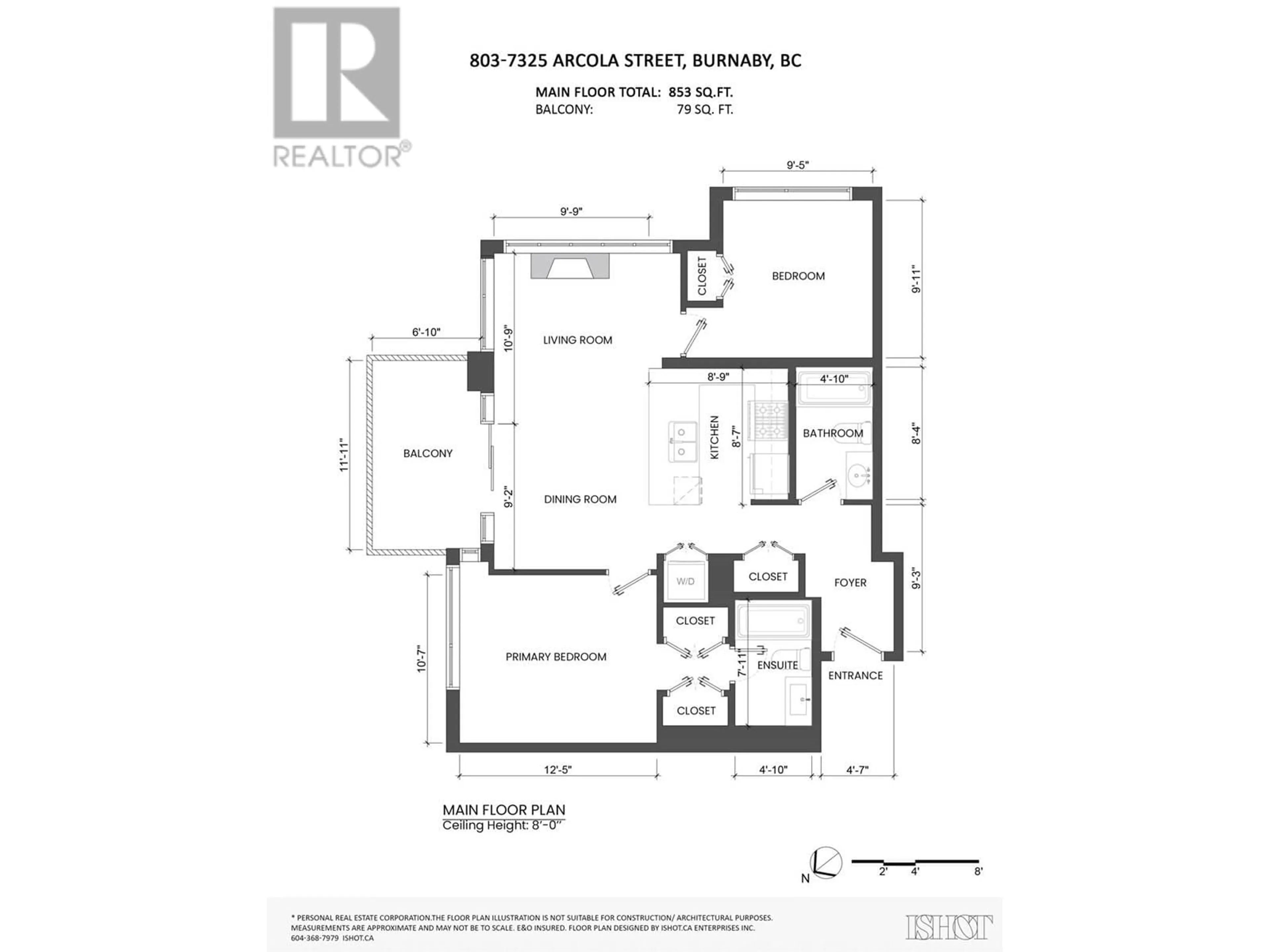 Floor plan for 803 - 7325 ARCOLA STREET, Burnaby British Columbia V5E0A8