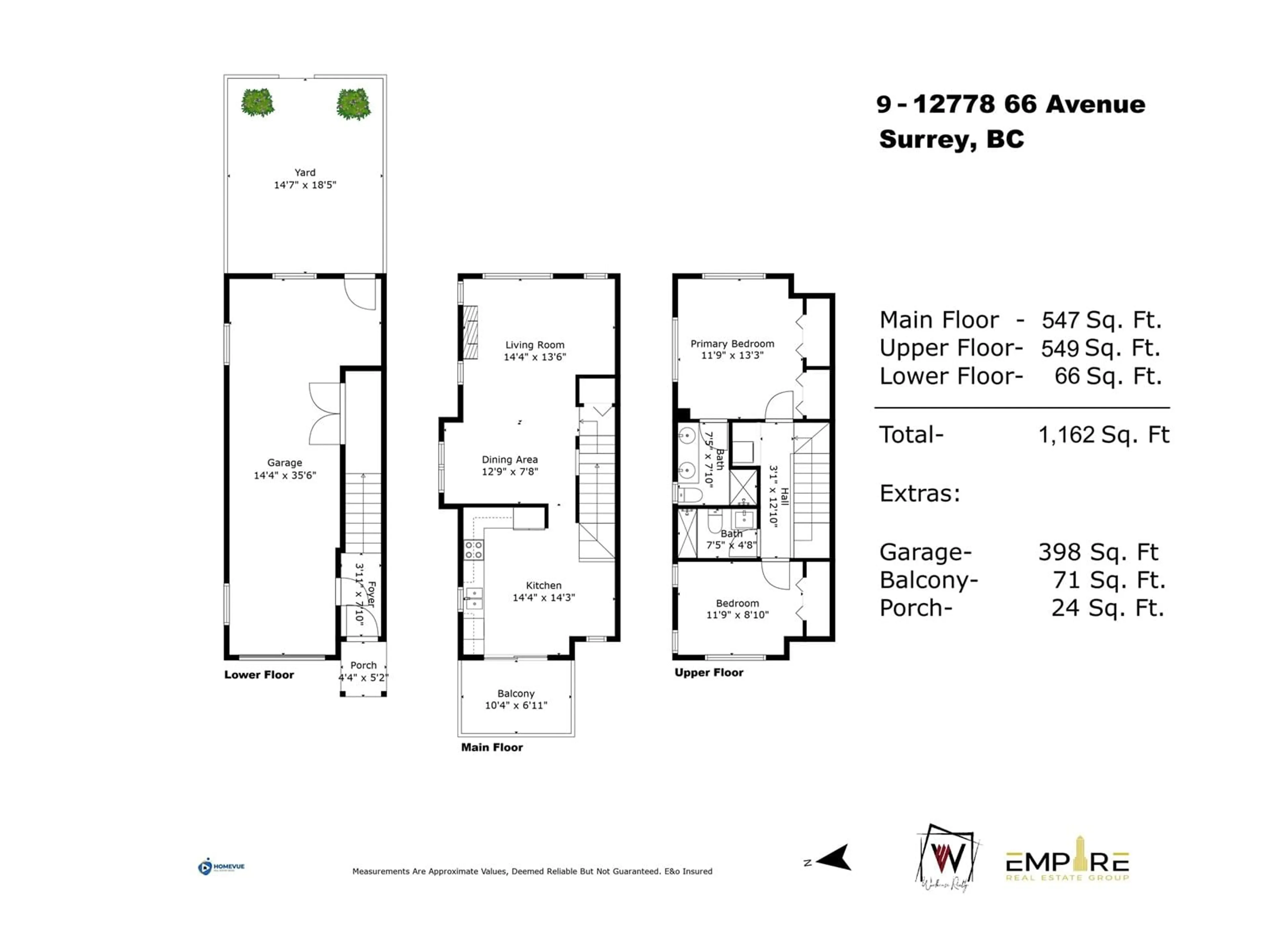 Floor plan for 9 - 12778 66, Surrey British Columbia V3W1K9