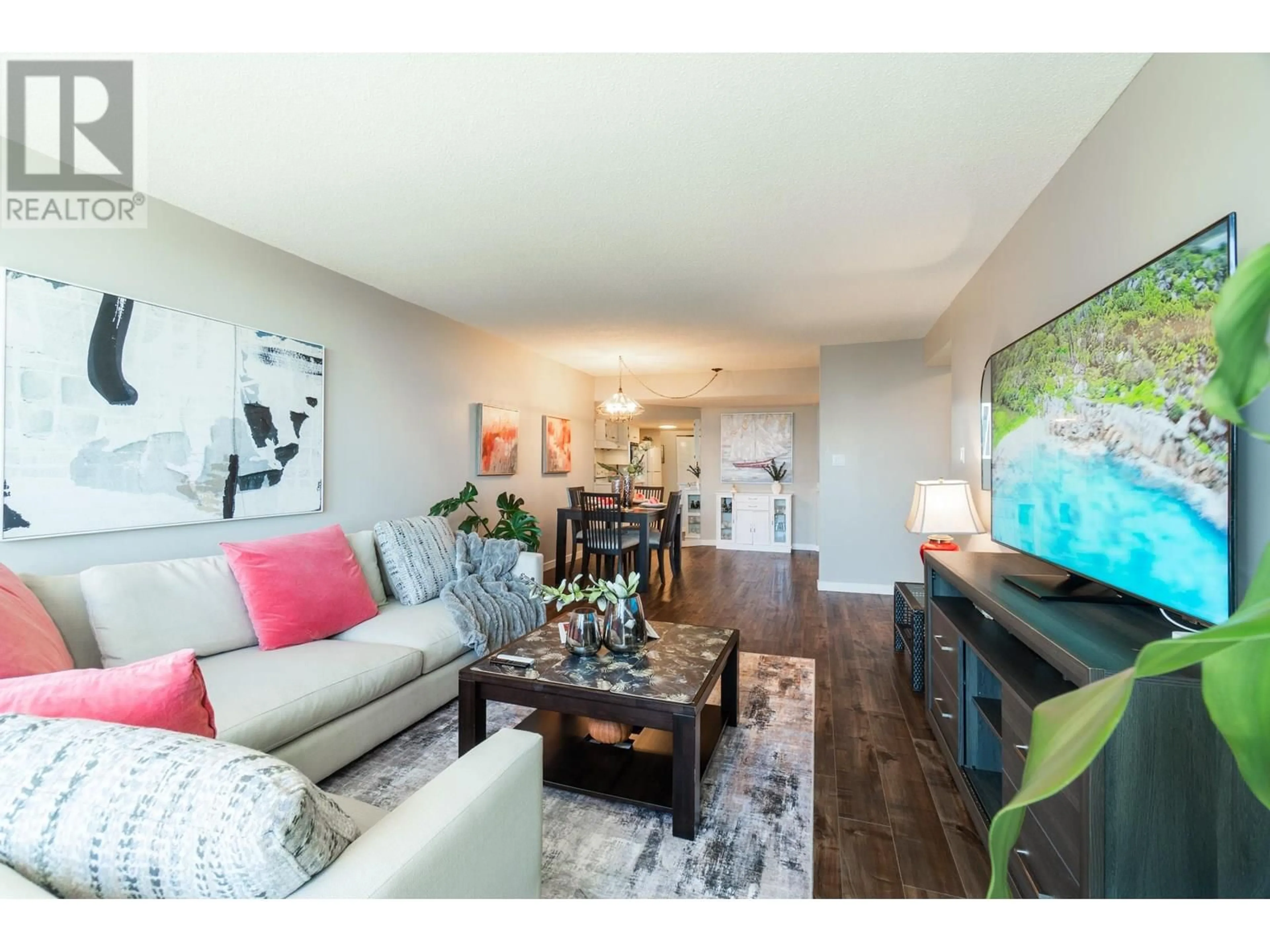 Living room with furniture, wood/laminate floor for 1405 - 4165 MAYWOOD STREET, Burnaby British Columbia V5H4E3