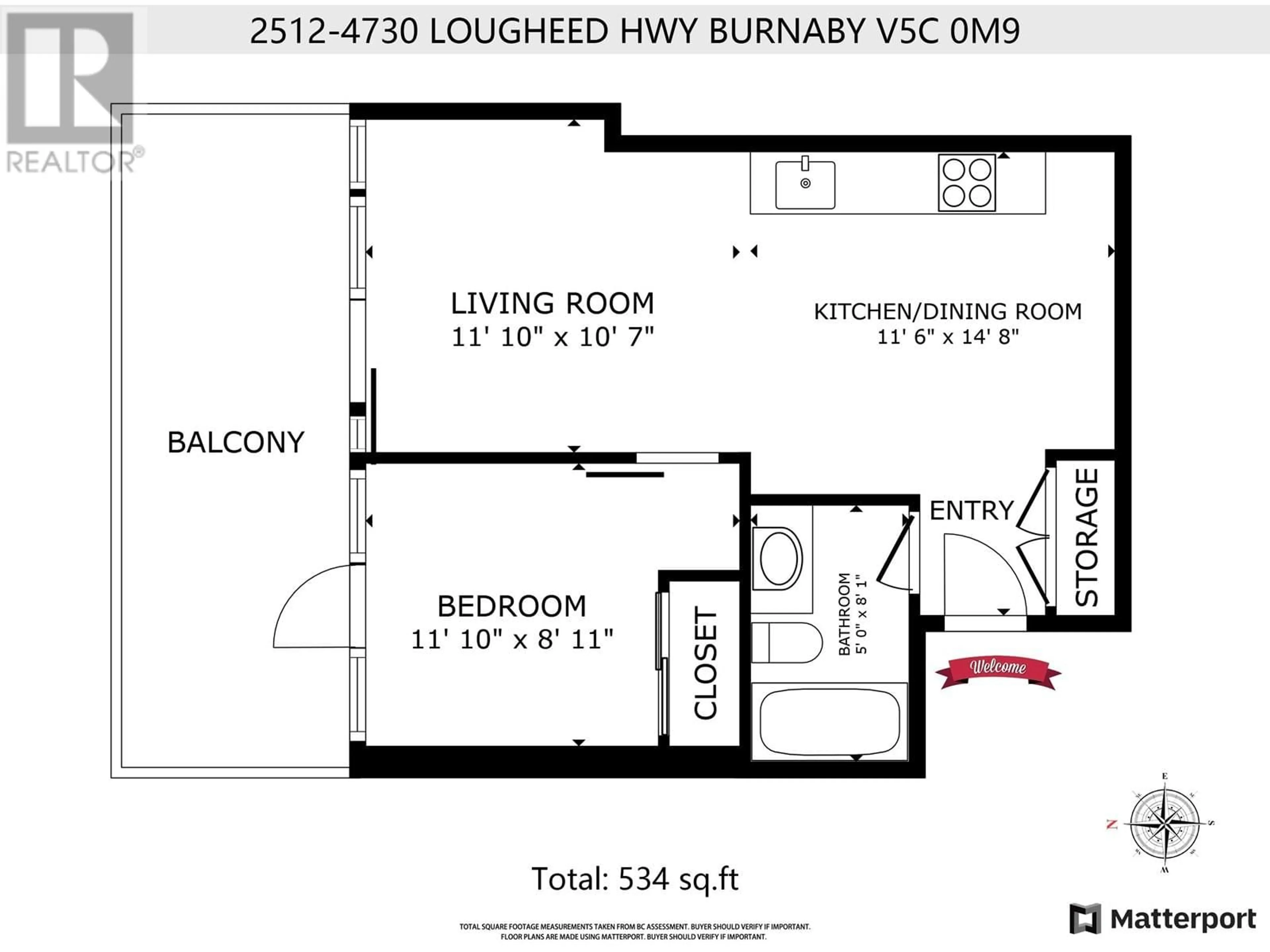 Floor plan for 2512 - 4730 LOUGHEED HIGHWAY, Burnaby British Columbia V5C4A8
