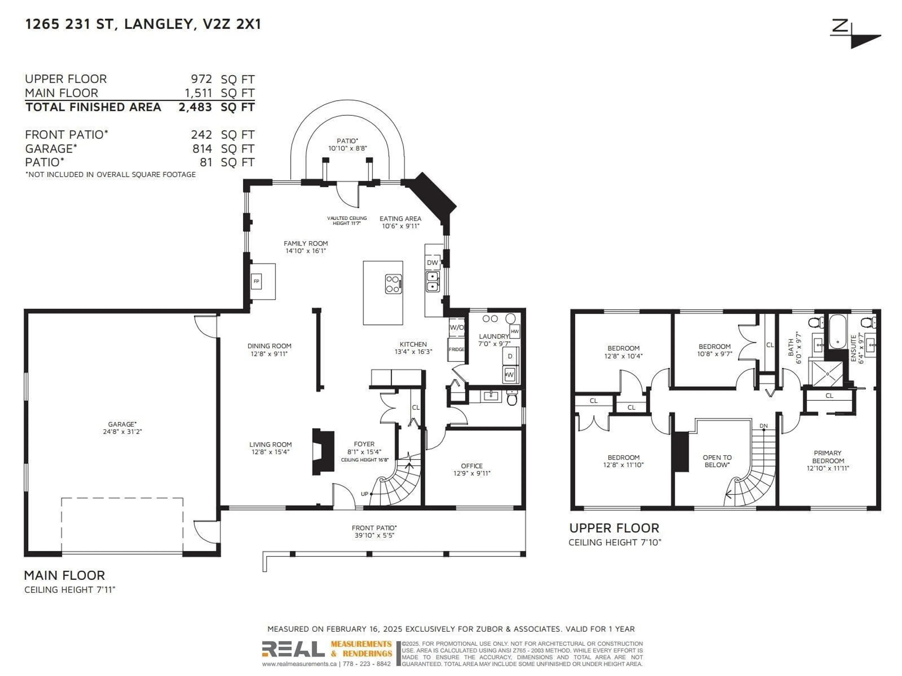 Floor plan for 1265 231, Langley British Columbia V2Z2X1
