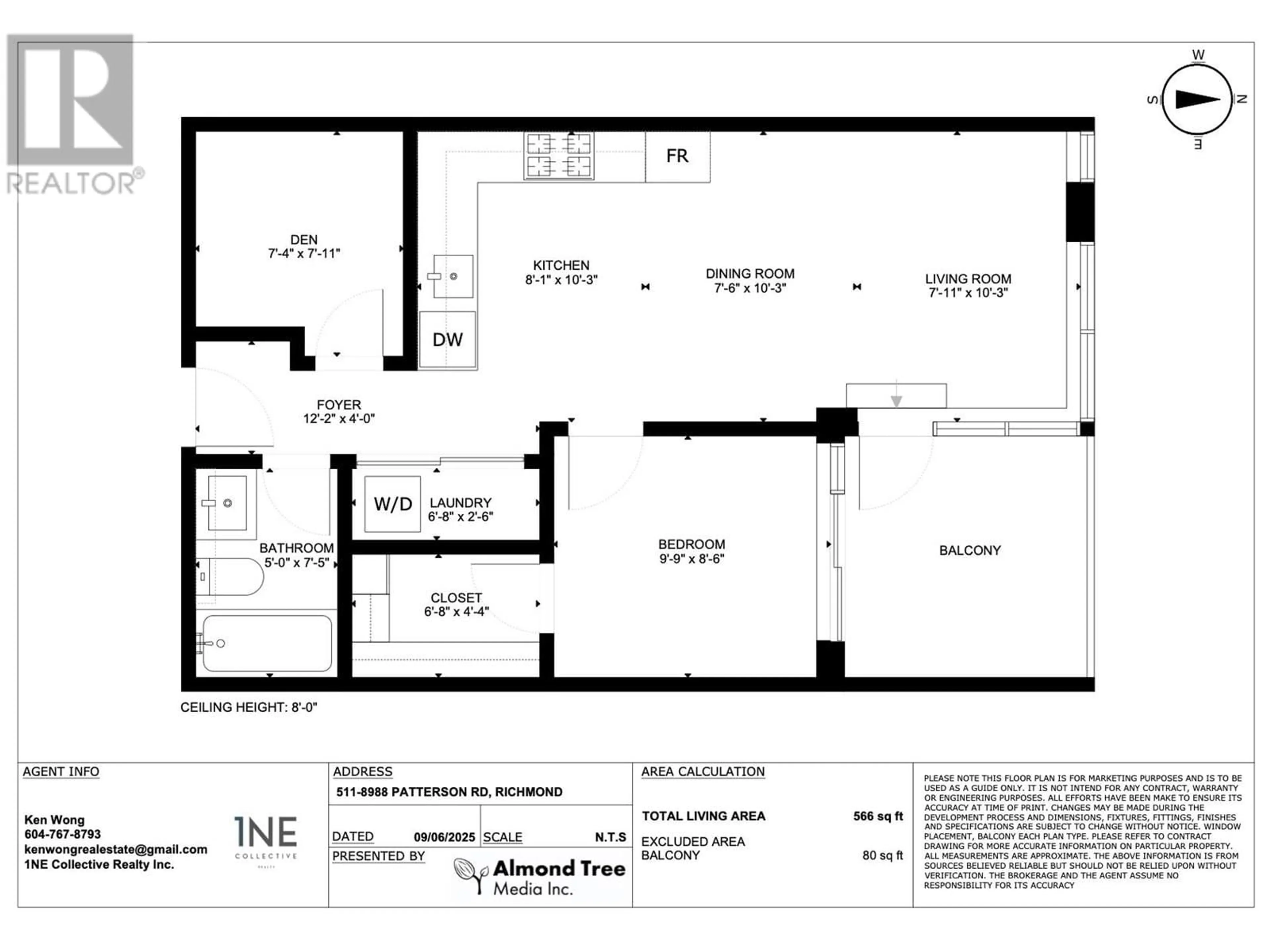 Floor plan for 511 - 8988 PATTERSON ROAD, Richmond British Columbia V6X0R2