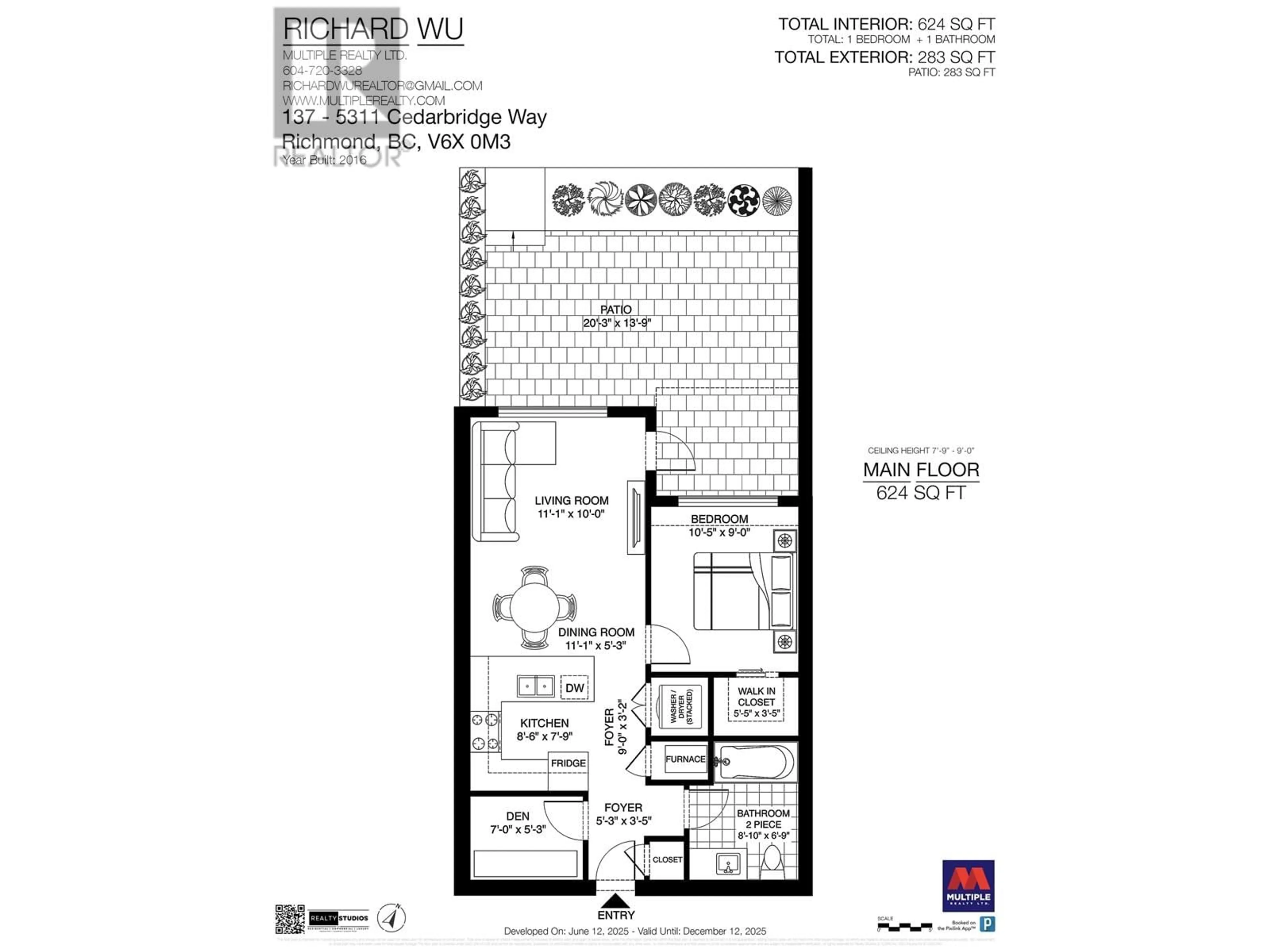 Floor plan for 137 - 5311 CEDARBRIDGE WAY, Richmond British Columbia V6X0M3