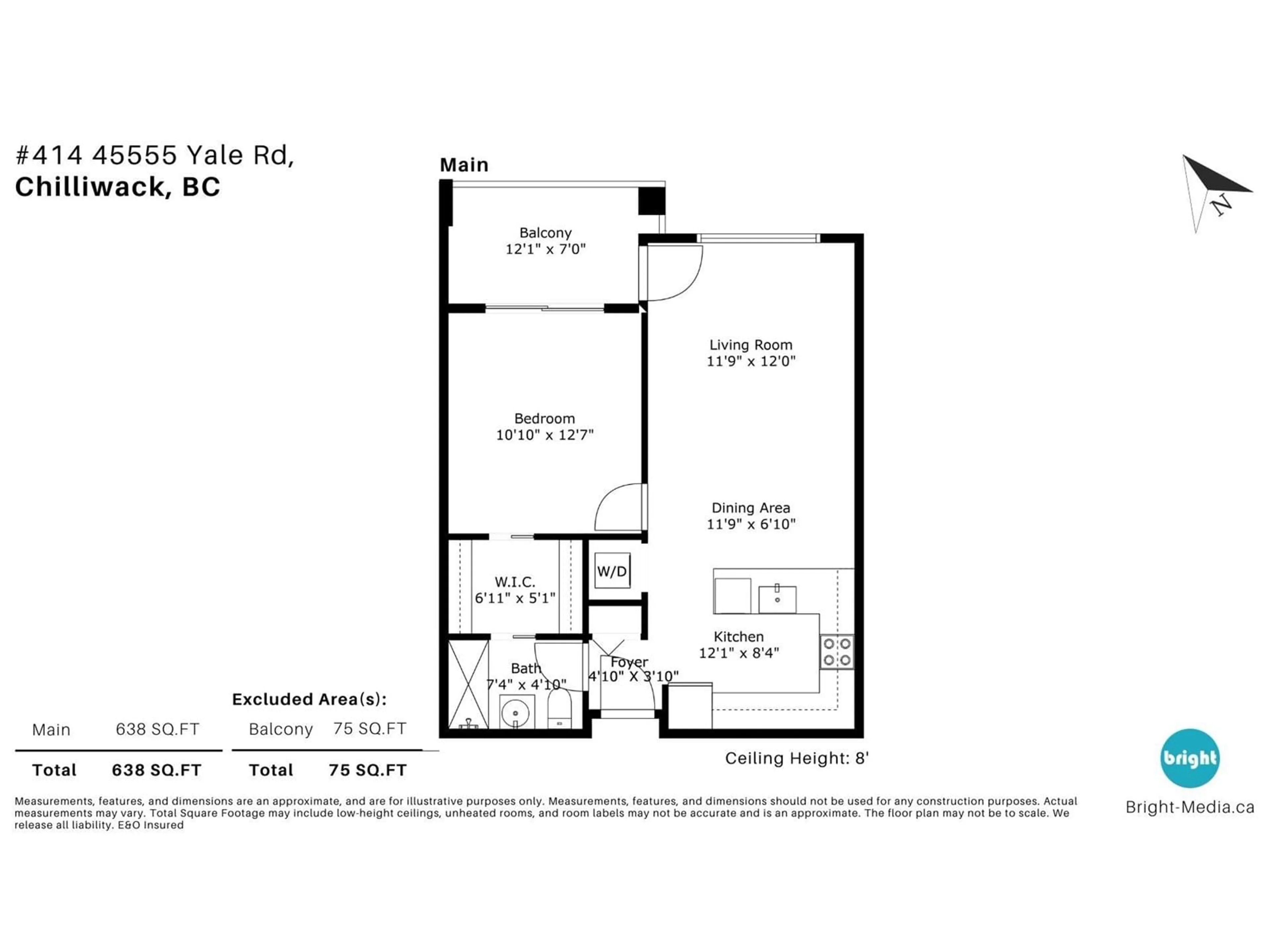 Floor plan for 414 - 45555 YALE ROAD, Chilliwack British Columbia V2P0A9