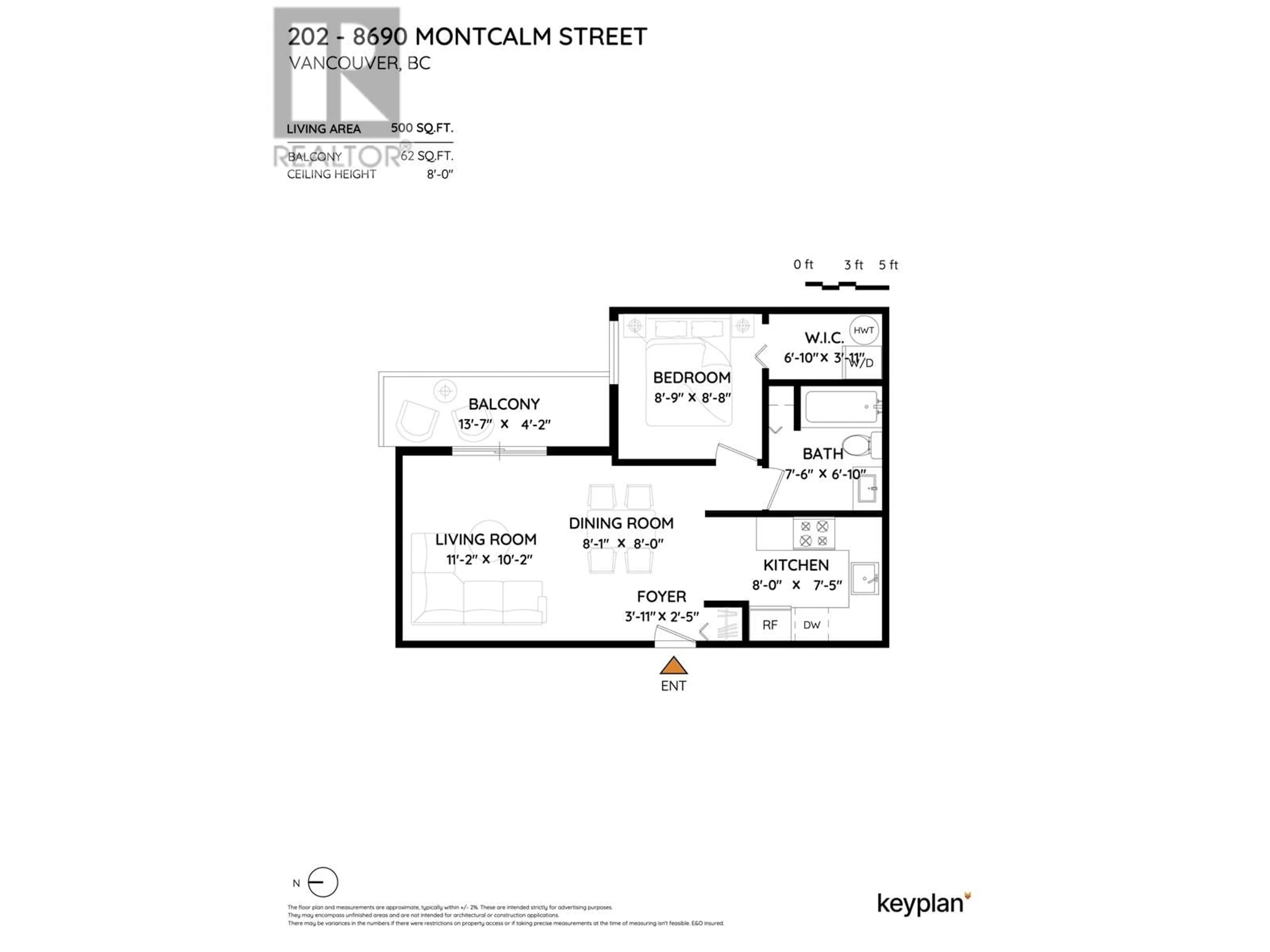 Floor plan for 202 - 8690 MONTCALM STREET, Vancouver British Columbia V6P4P8