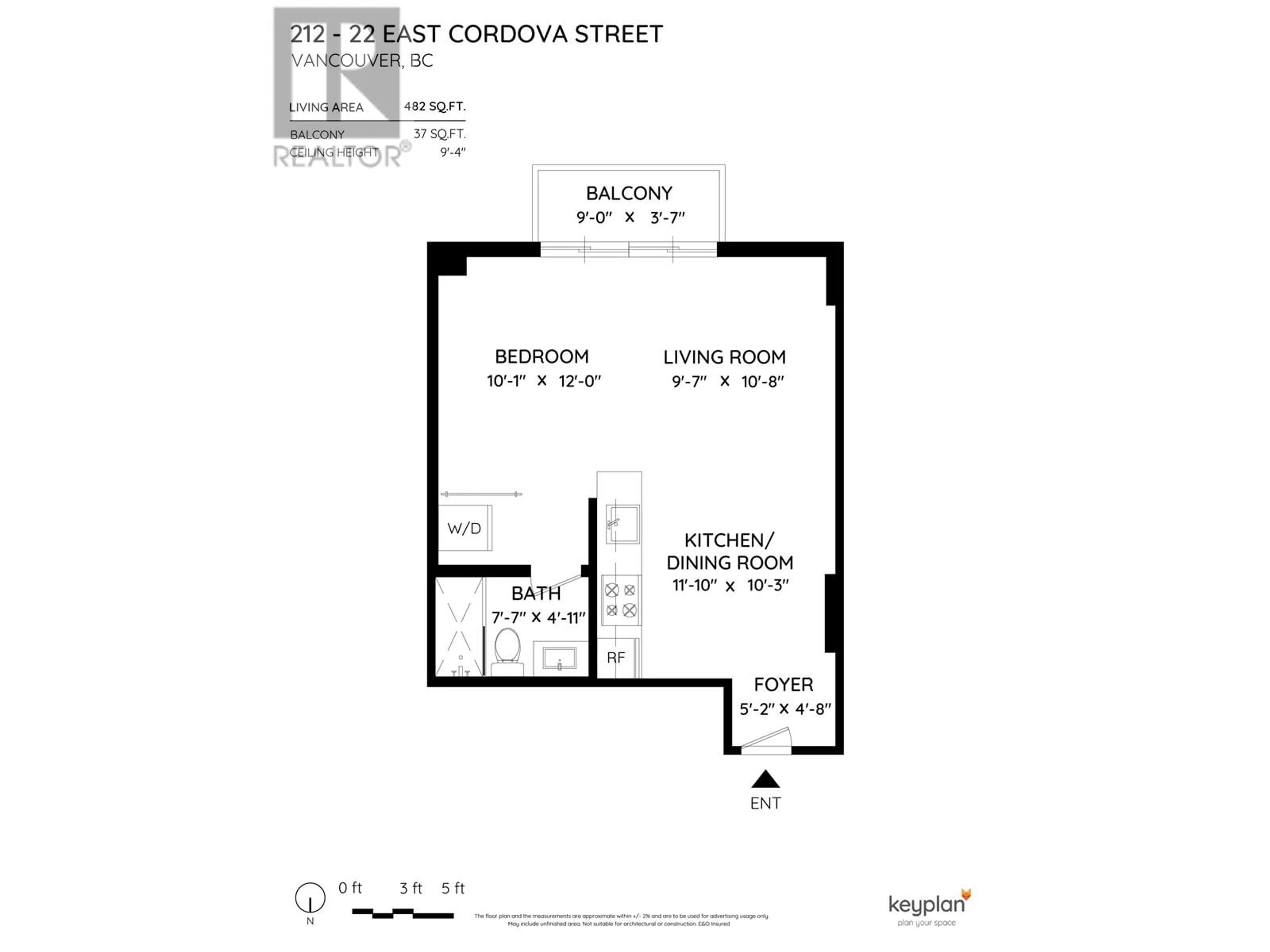 Floor plan for 212 - 22 CORDOVA STREET, Vancouver British Columbia V6A4G8