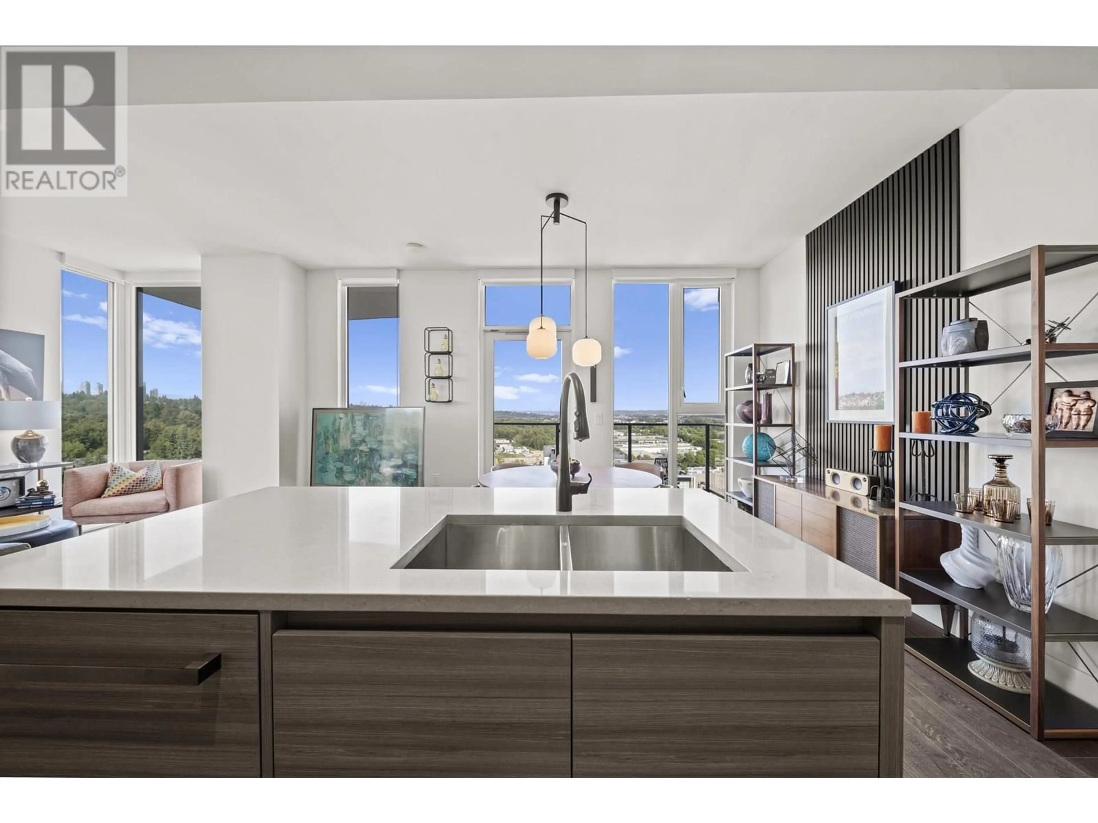 Open concept kitchen, ceramic/tile floor for 2303 - 3538 SAWMILL CRESCENT, Vancouver British Columbia V5S0J8