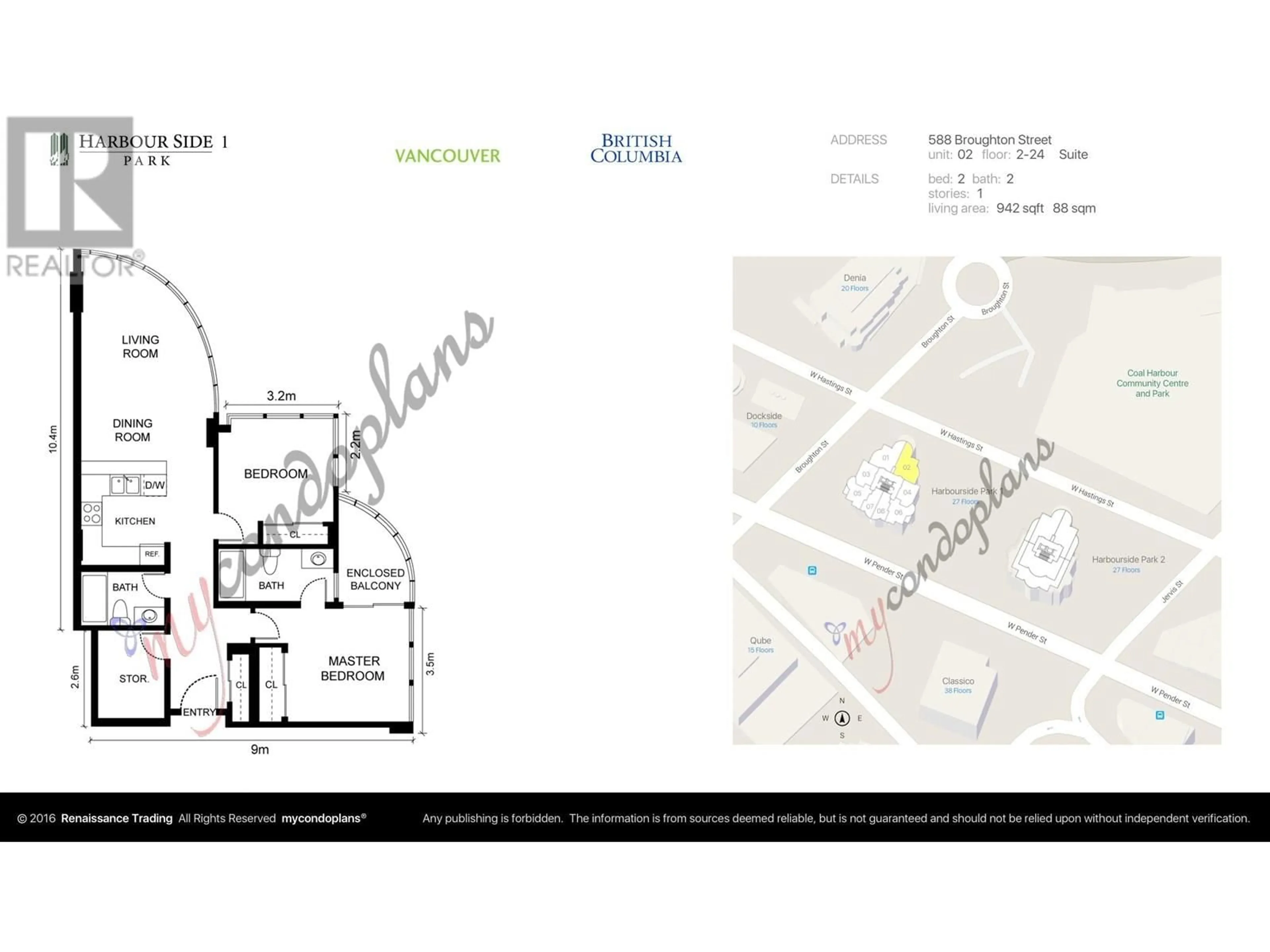 Floor plan for 302 - 588 BROUGHTON STREET, Vancouver British Columbia V6G3E3