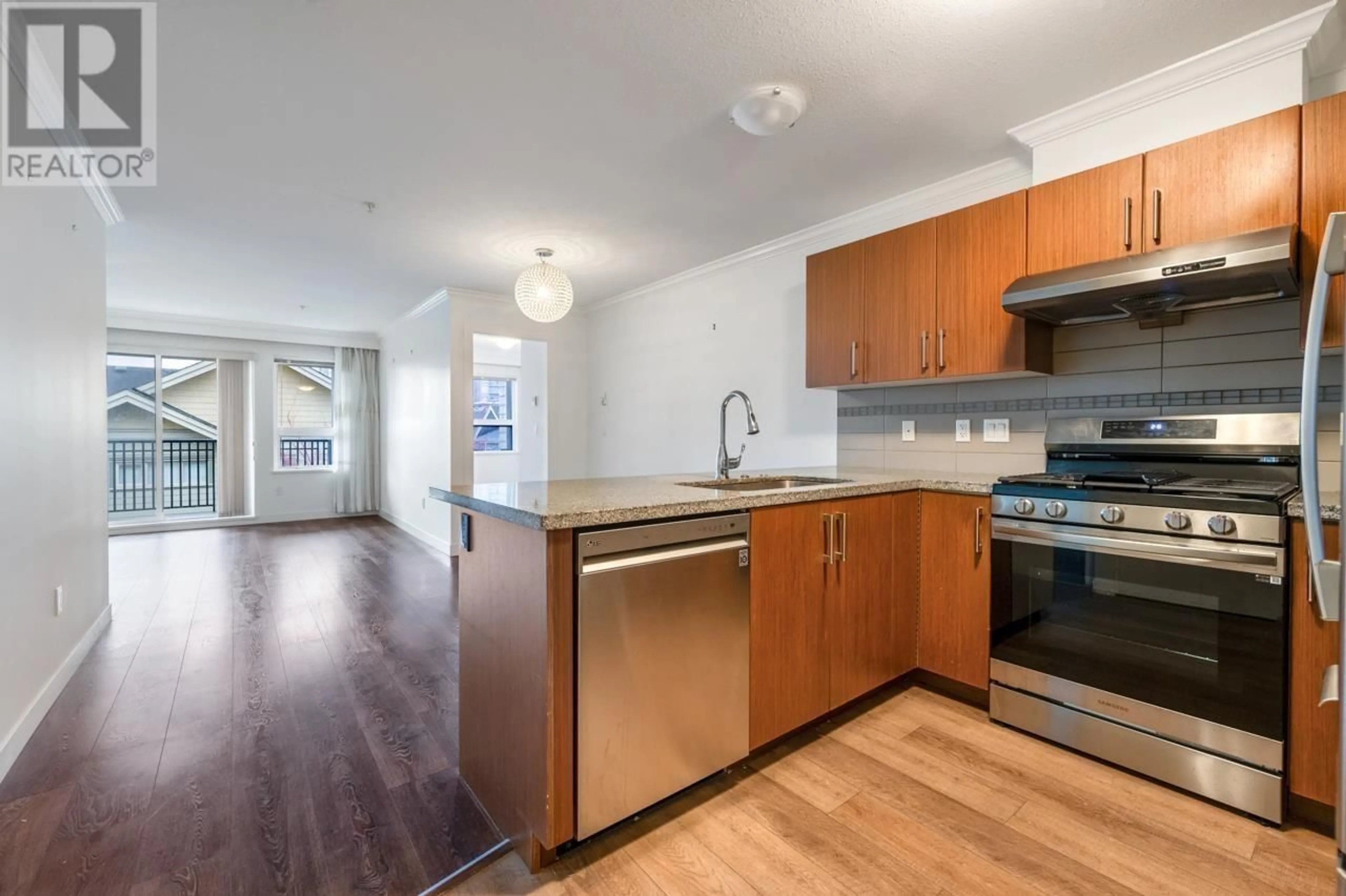Standard kitchen, wood/laminate floor for 332 - 6828 ECKERSLEY ROAD, Richmond British Columbia V6Y0E8