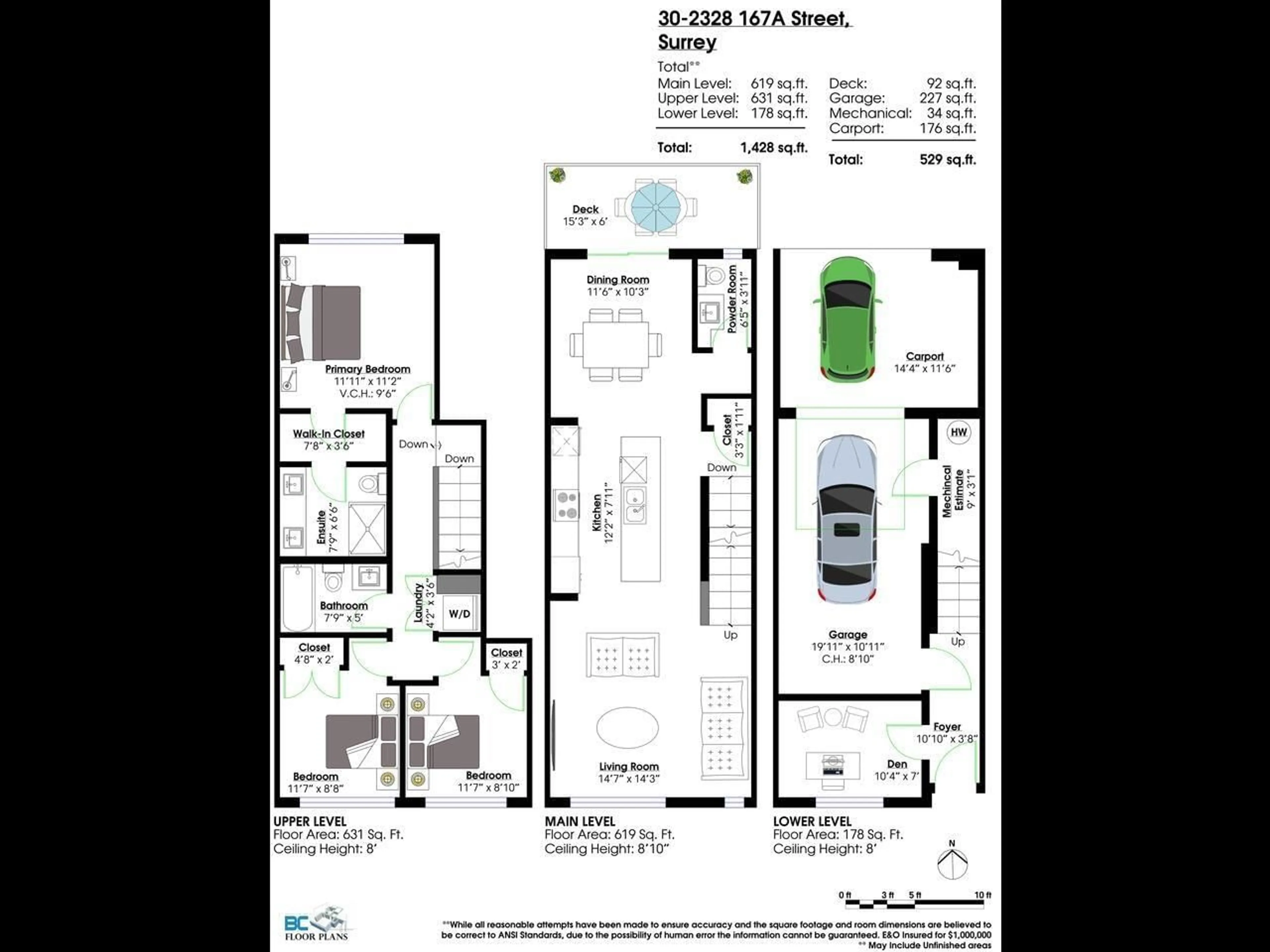 Floor plan for 30 - 2328 167A, Surrey British Columbia V3Z1H2