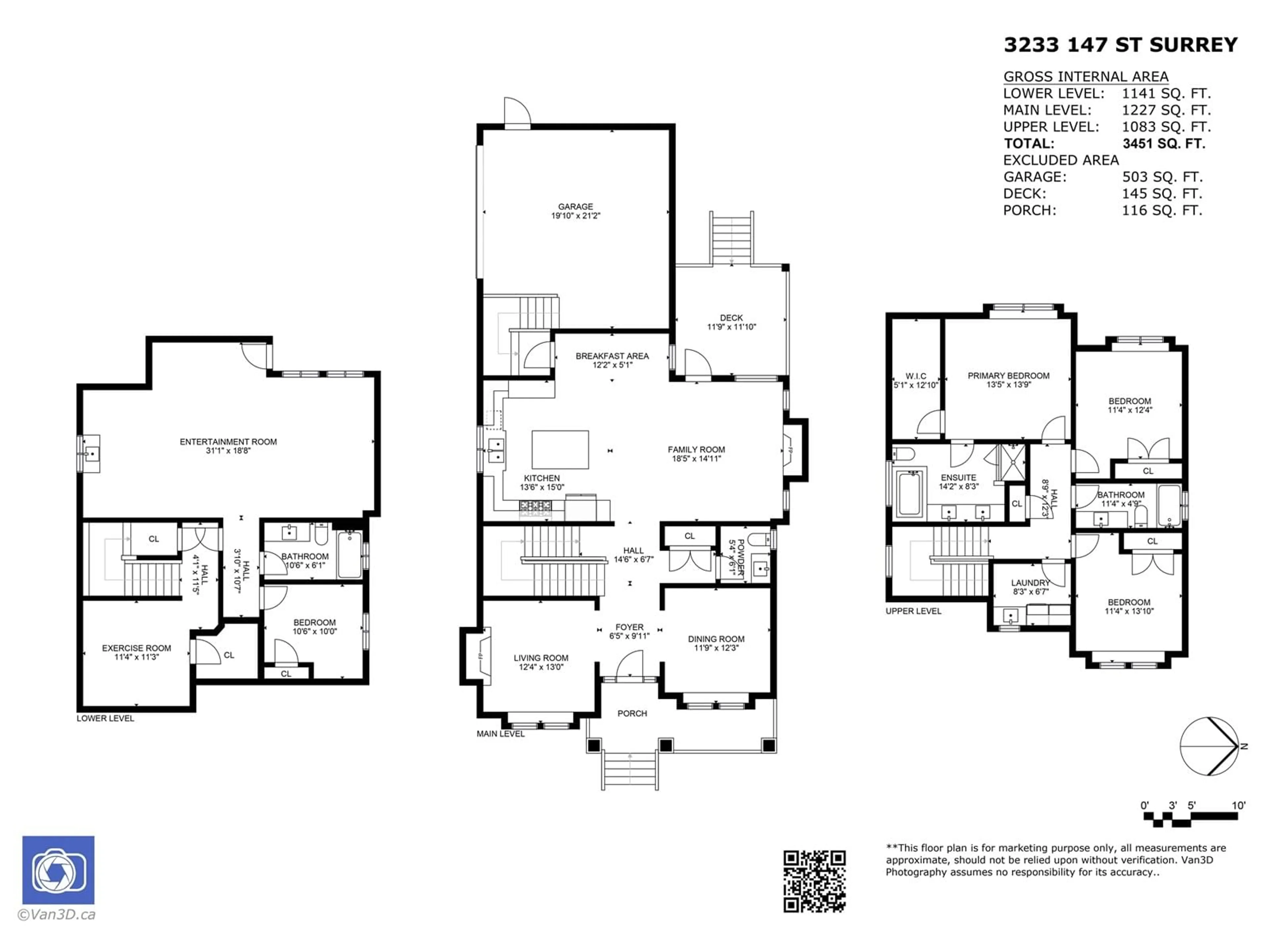 Floor plan for 3233 147, Surrey British Columbia V4P1Z8