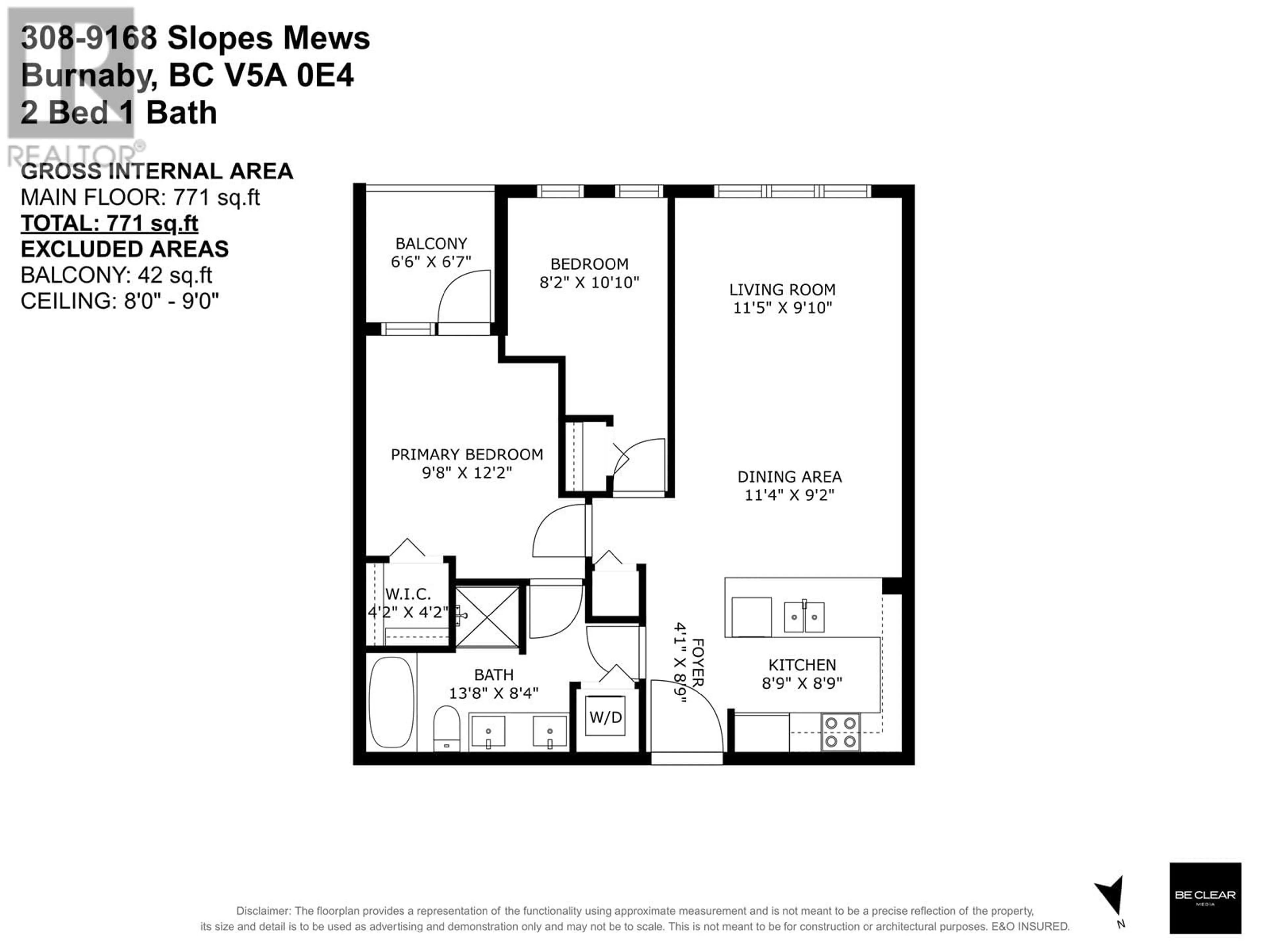 Floor plan for 308 - 9168 SLOPES MEWS, Burnaby British Columbia V5A0E4