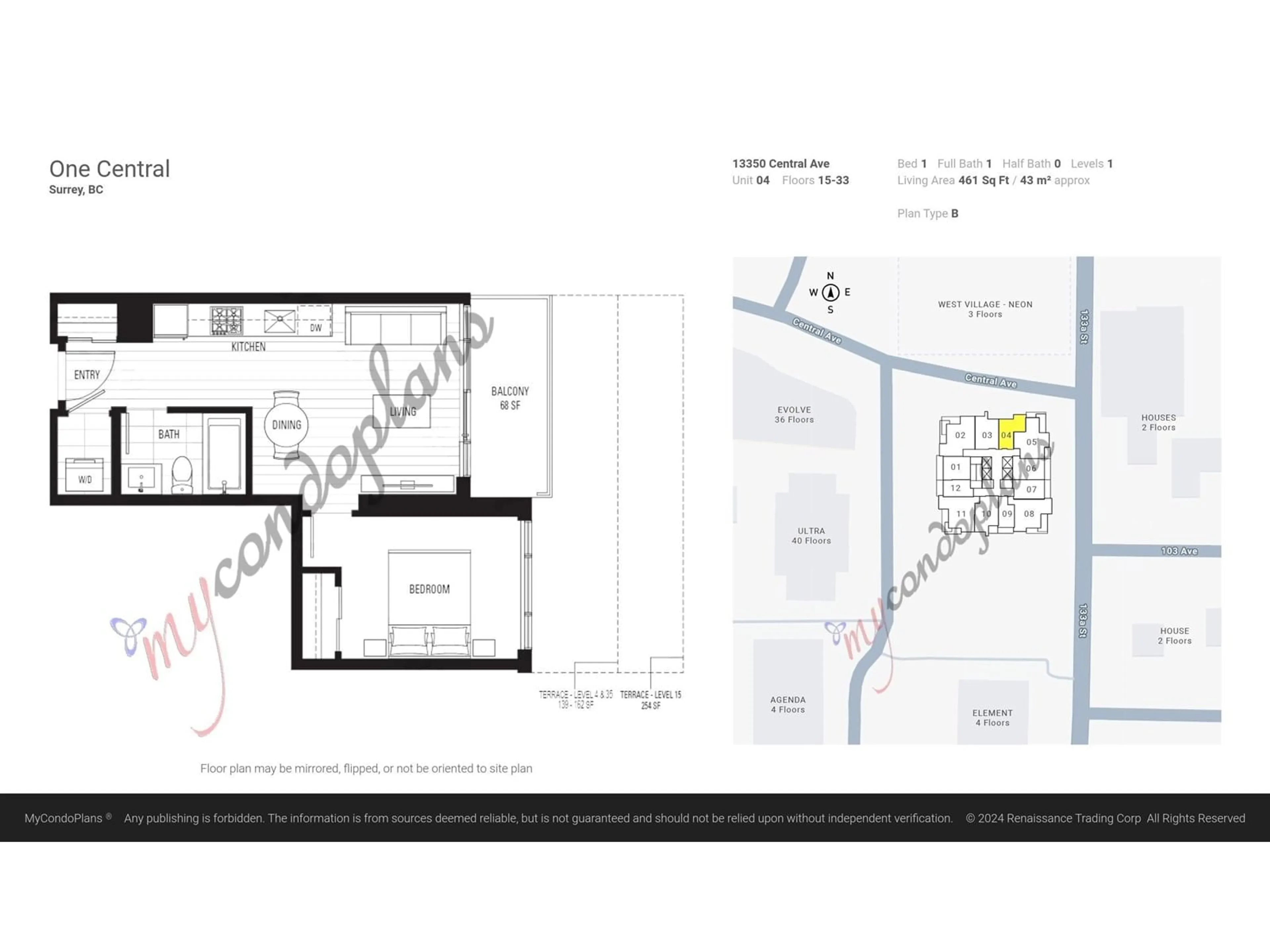 Floor plan for 2904 - 13350 CENTRAL, Surrey British Columbia V3T0S1