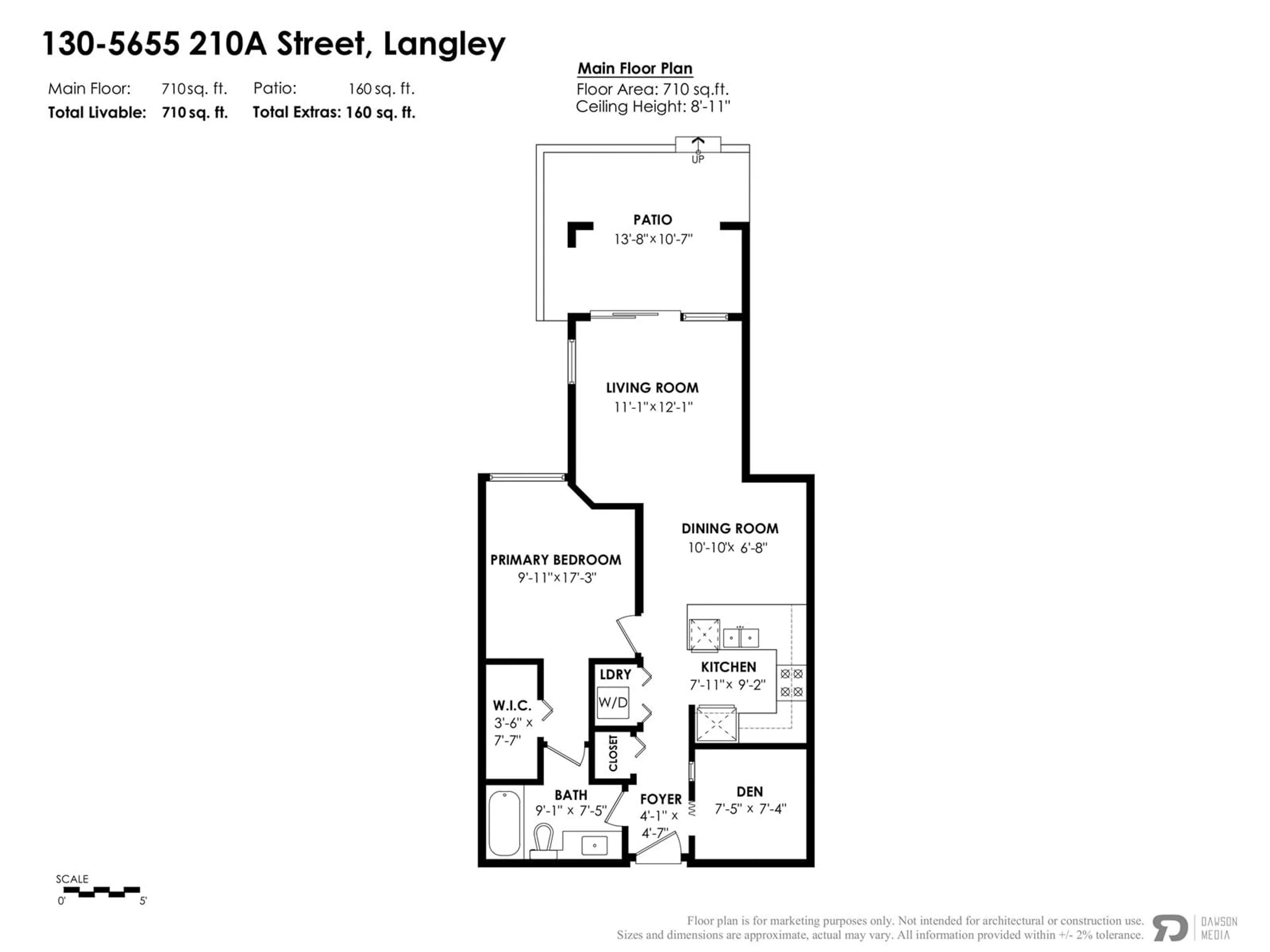 Floor plan for 130 - 5655 210A, Langley British Columbia V3A0G4