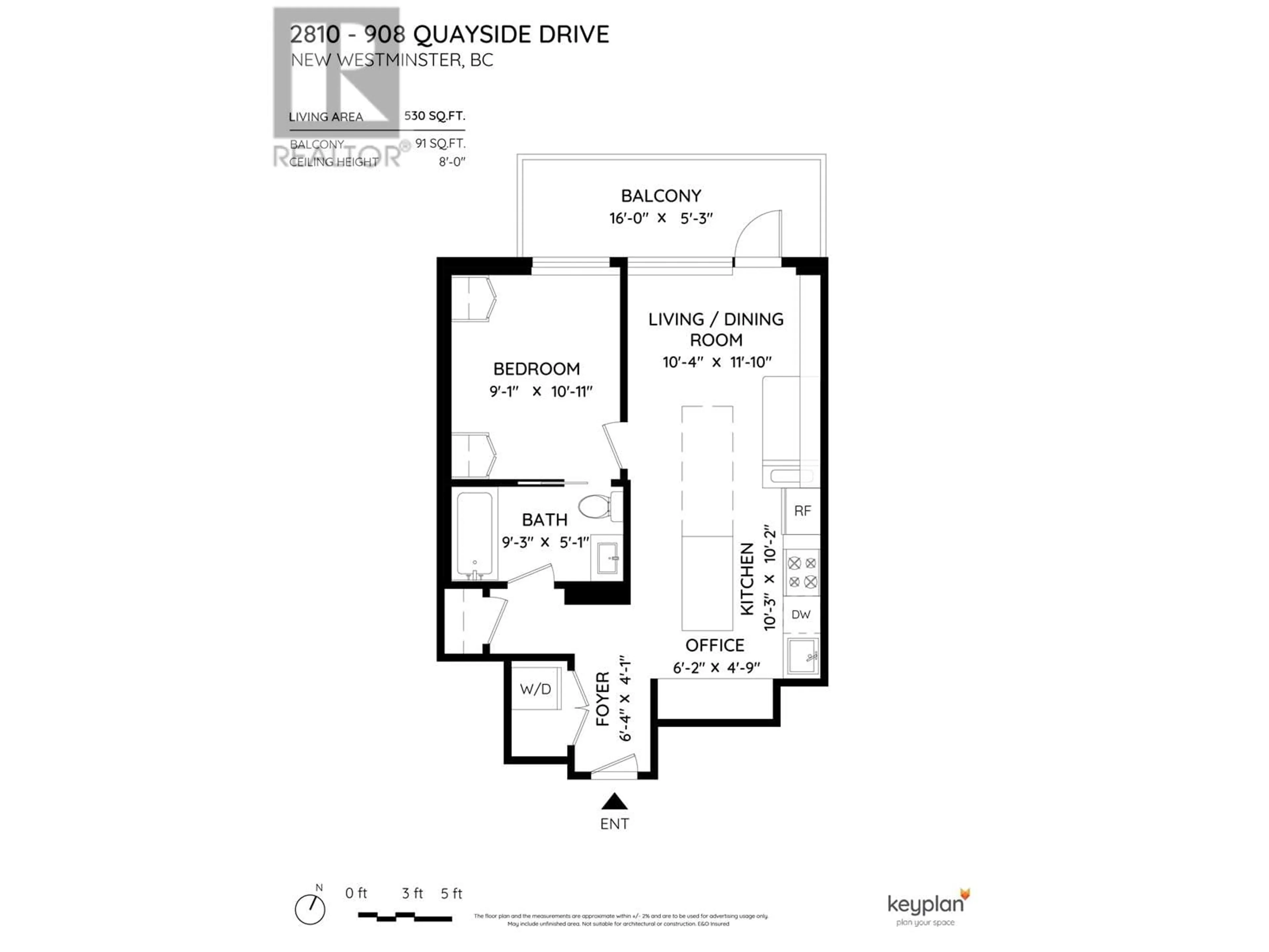 Floor plan for 2810 - 908 QUAYSIDE DRIVE, New Westminster British Columbia V3M0L4