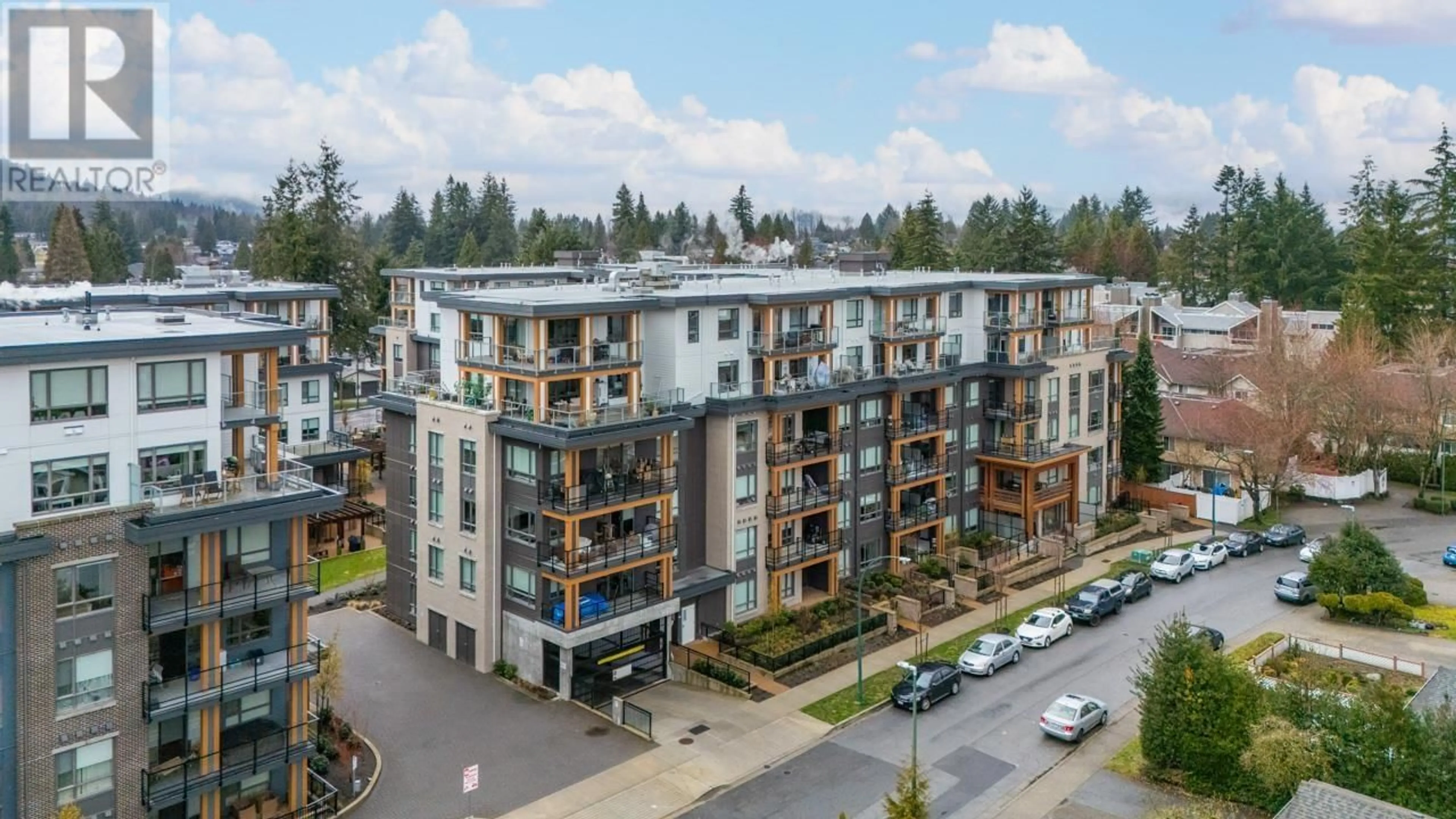 A pic from outside/outdoor area/front of a property/back of a property/a pic from drone, city buildings view from balcony for 418 - 741 ANSKAR COURT, Coquitlam British Columbia V3J0N3