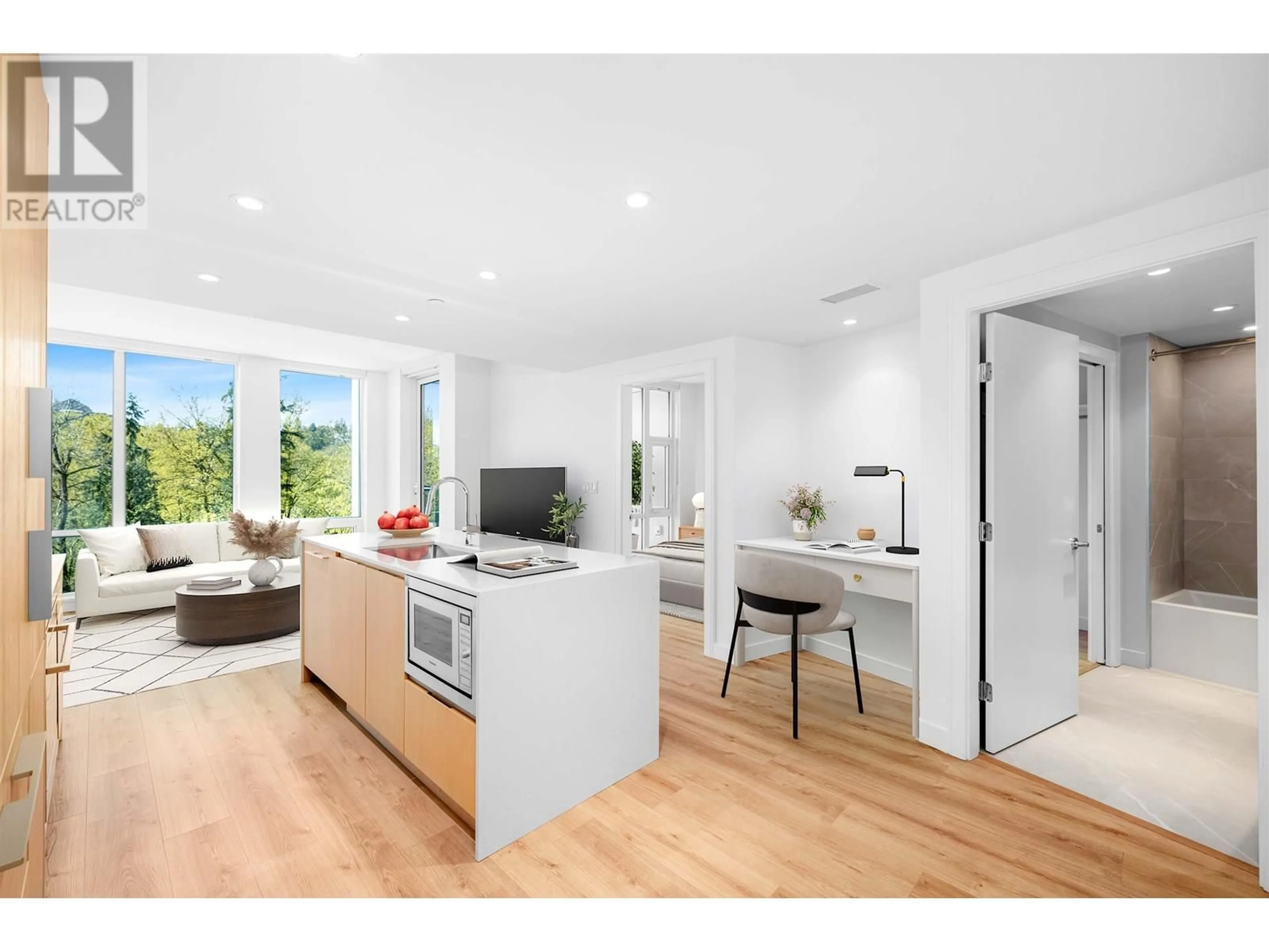 Open concept kitchen, wood/laminate floor for 618 - 1500 FERN STREET, North Vancouver British Columbia V7J0E6