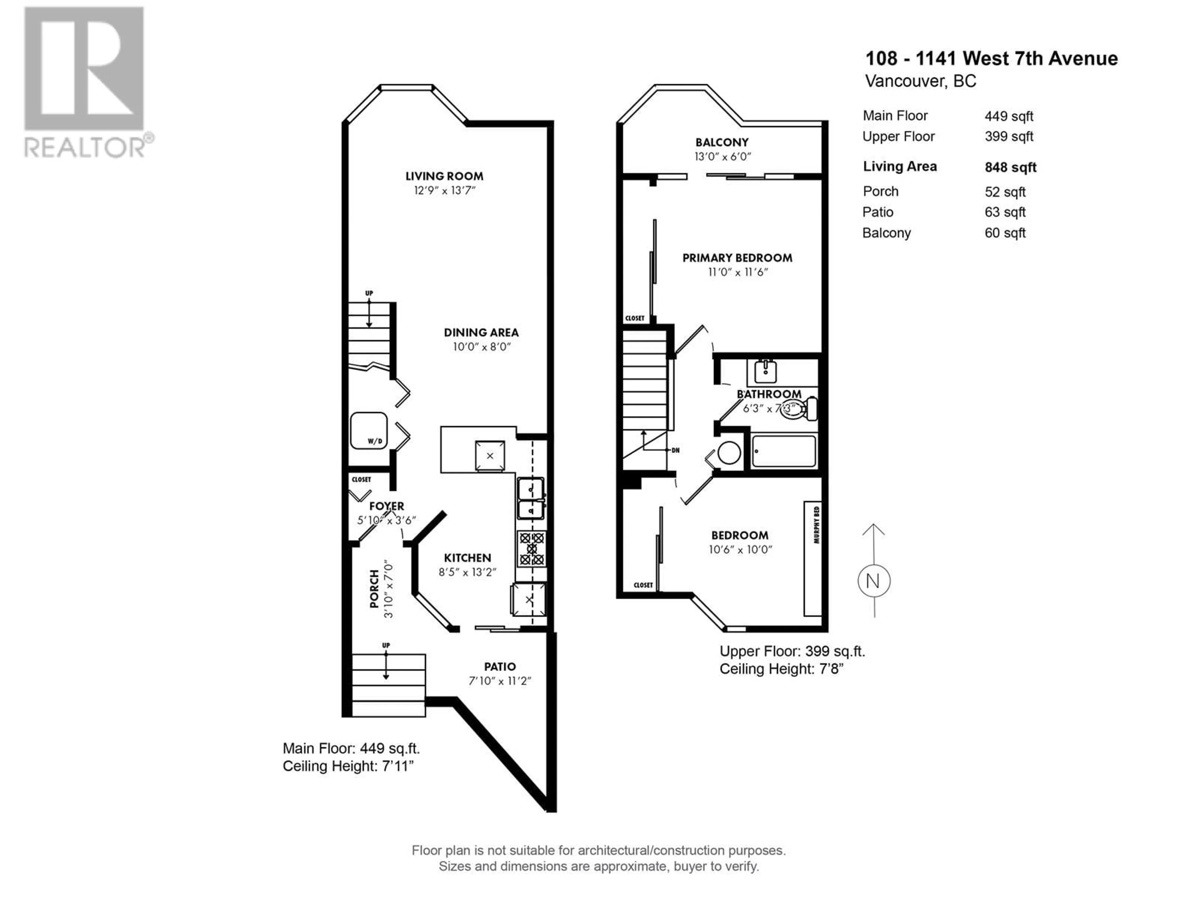 Floor plan for 108 - 1141 7TH AVENUE, Vancouver British Columbia V6H1B5