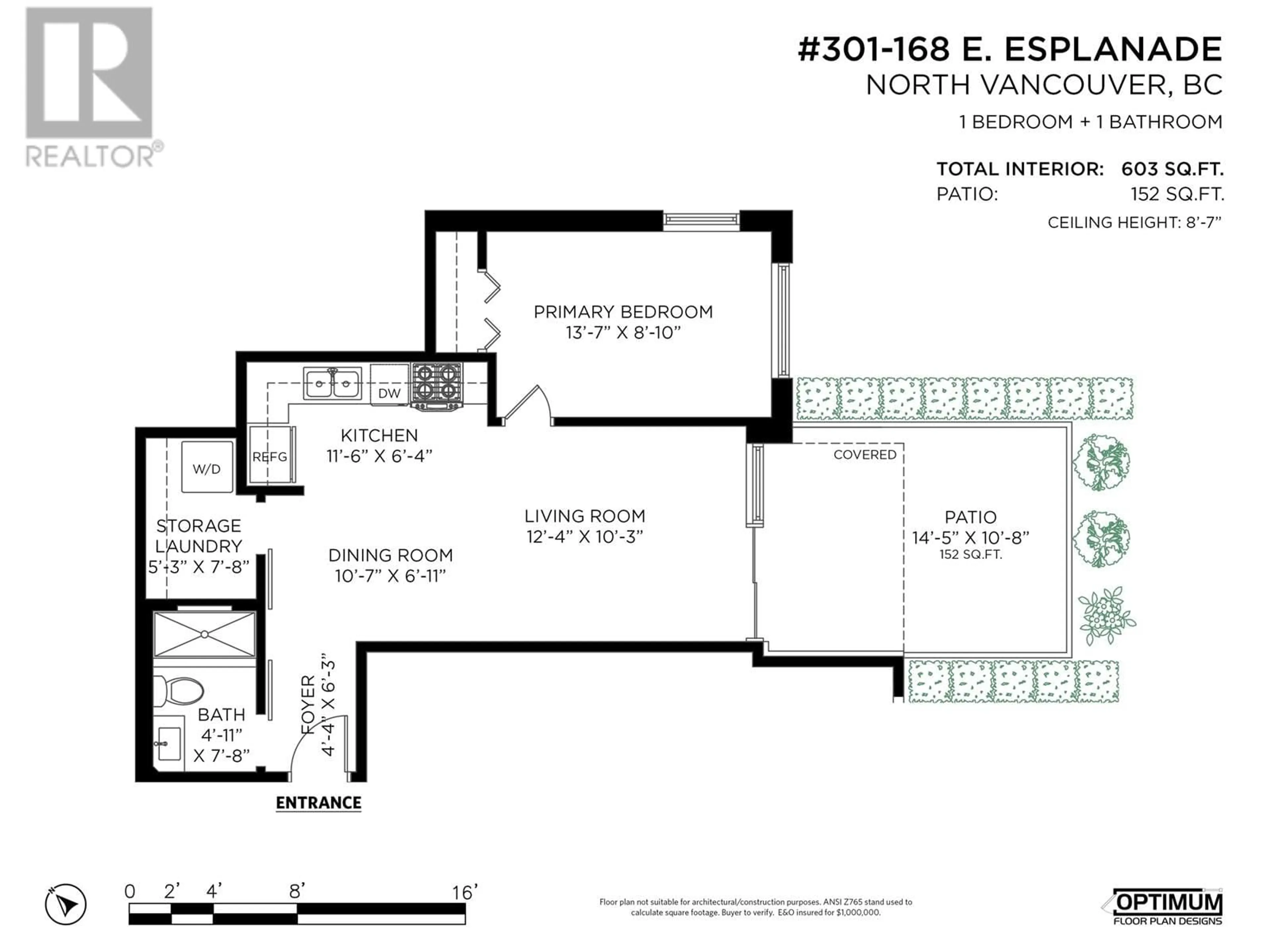 Floor plan for 301 - 168 ESPLANADE, North Vancouver British Columbia V7L4X8