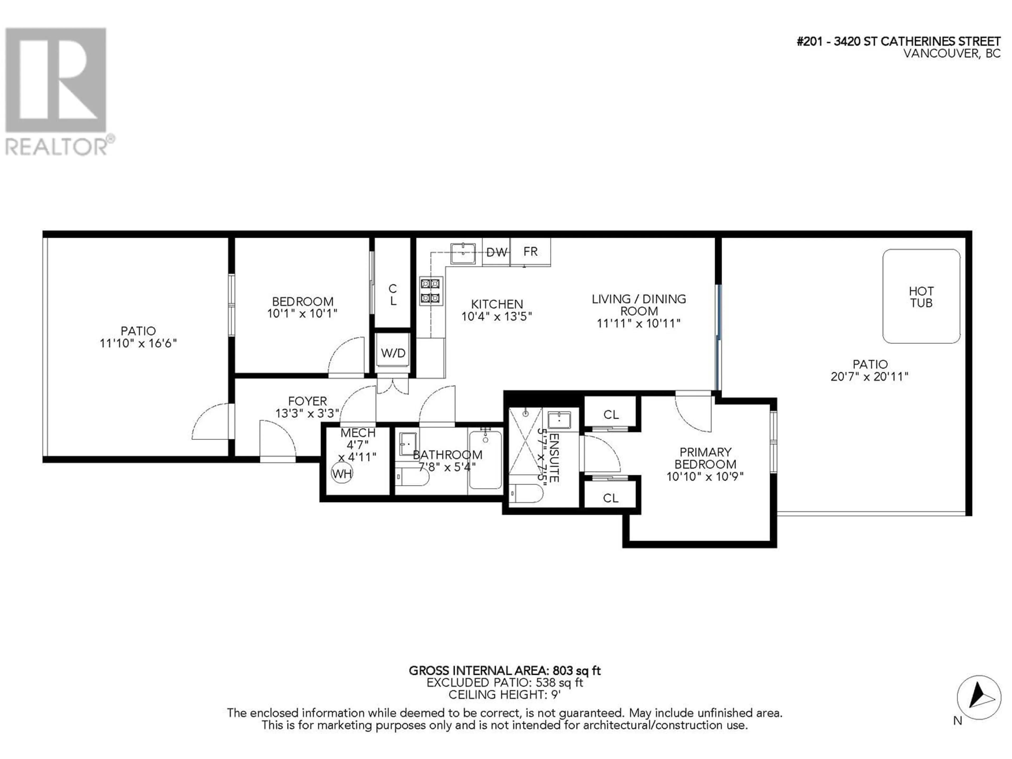 Floor plan for 201 - 3420 ST. CATHERINES STREET, Vancouver British Columbia V5V3C4