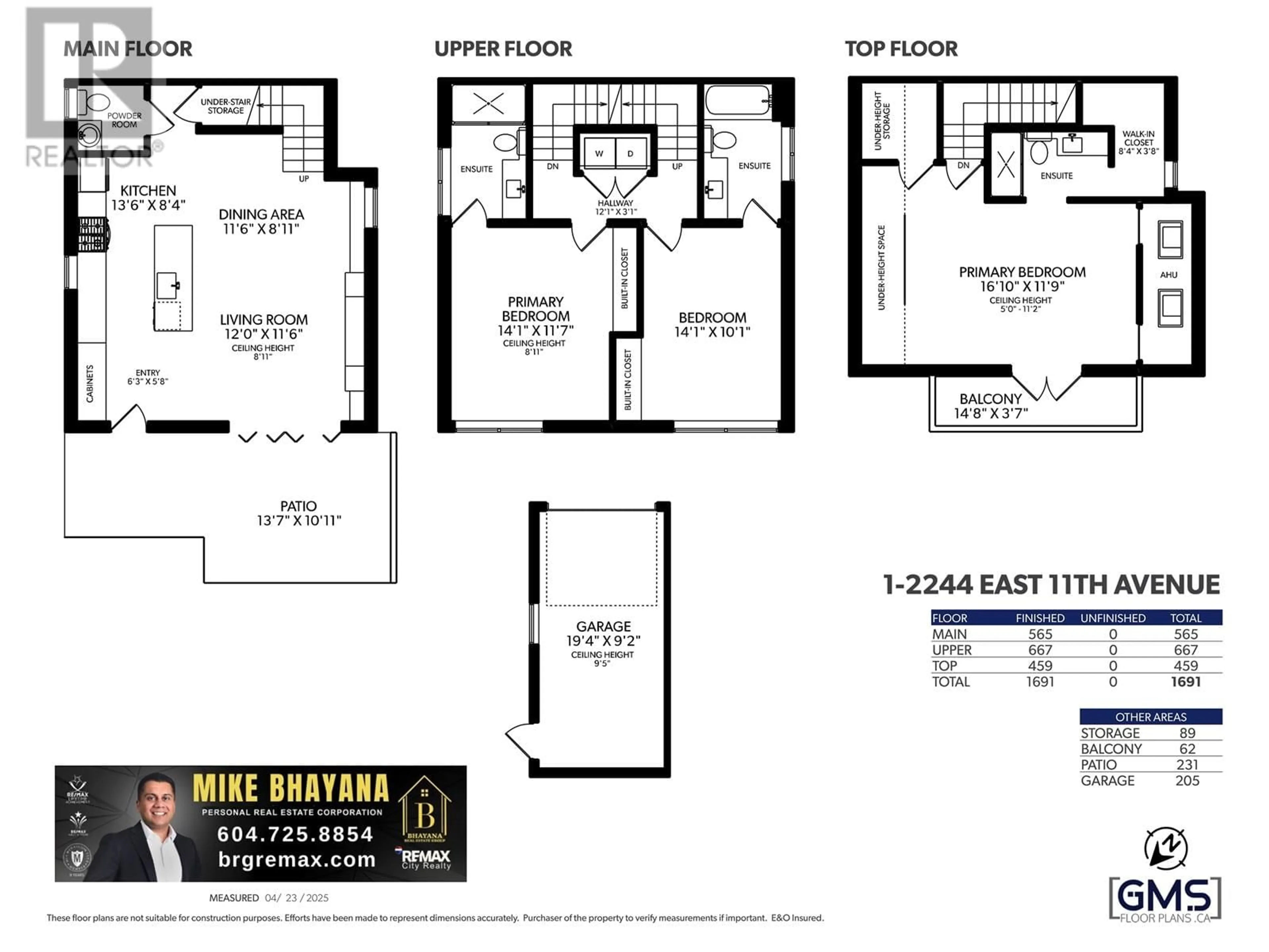 Floor plan for #1 - 2244 11TH AVENUE, Vancouver British Columbia V5N1Z6