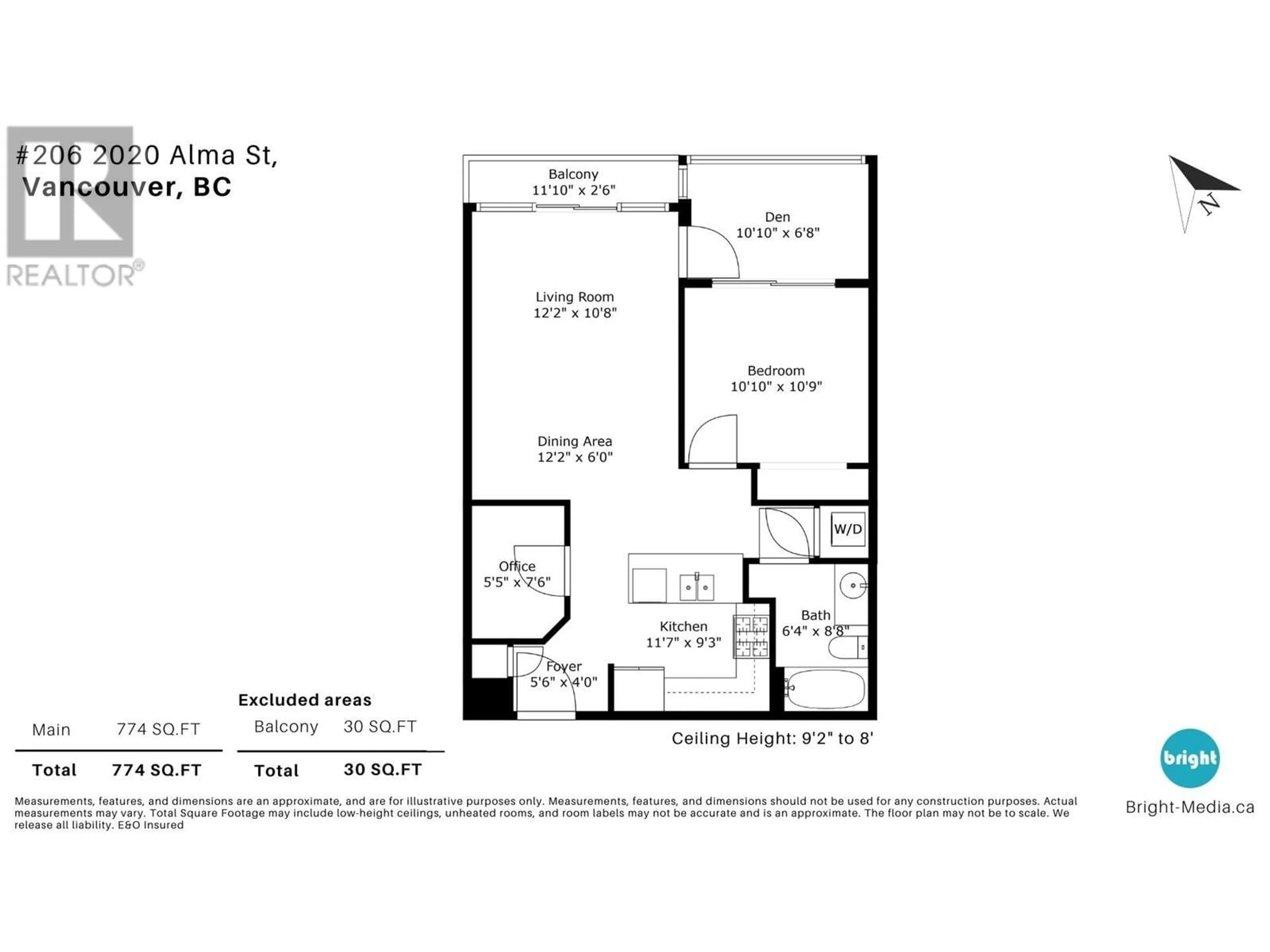 Floor plan for 206 - 2020 ALMA STREET, Vancouver British Columbia V6R3P9