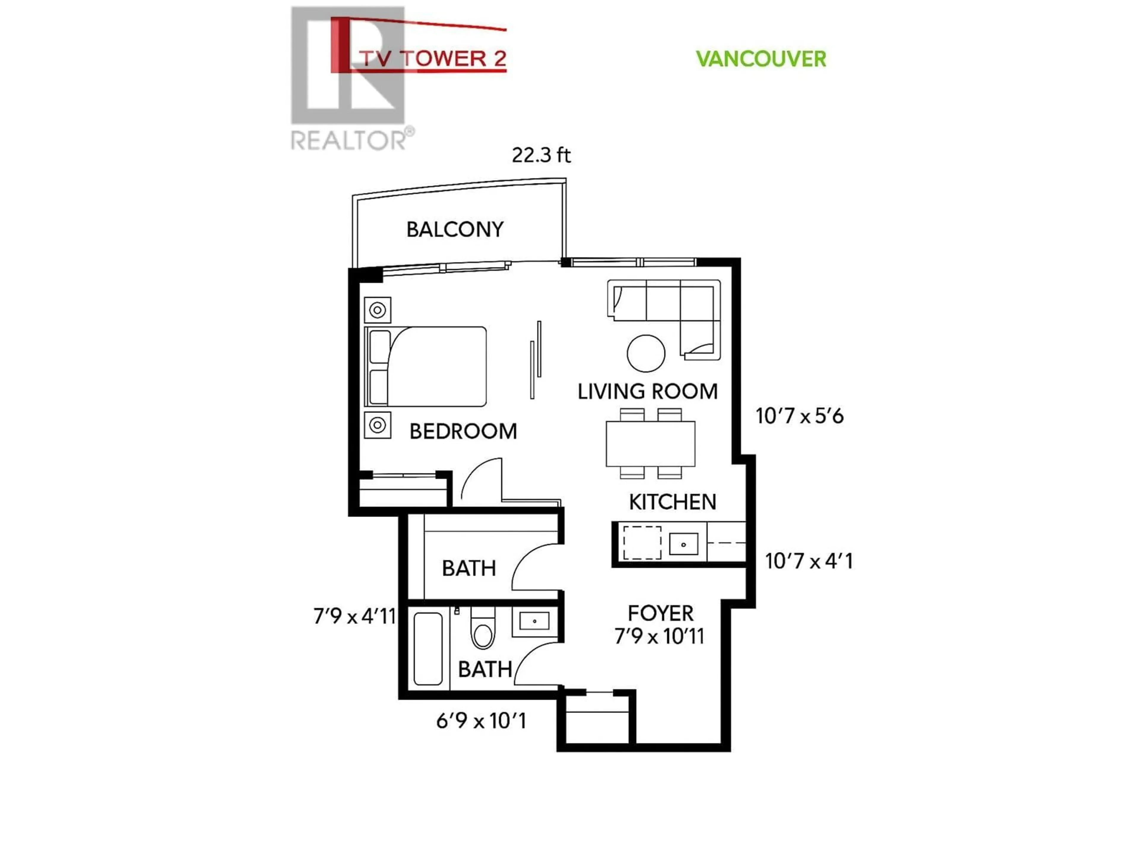 Floor plan for 1801 - 233 ROBSON STREET, Vancouver British Columbia V6B0E8