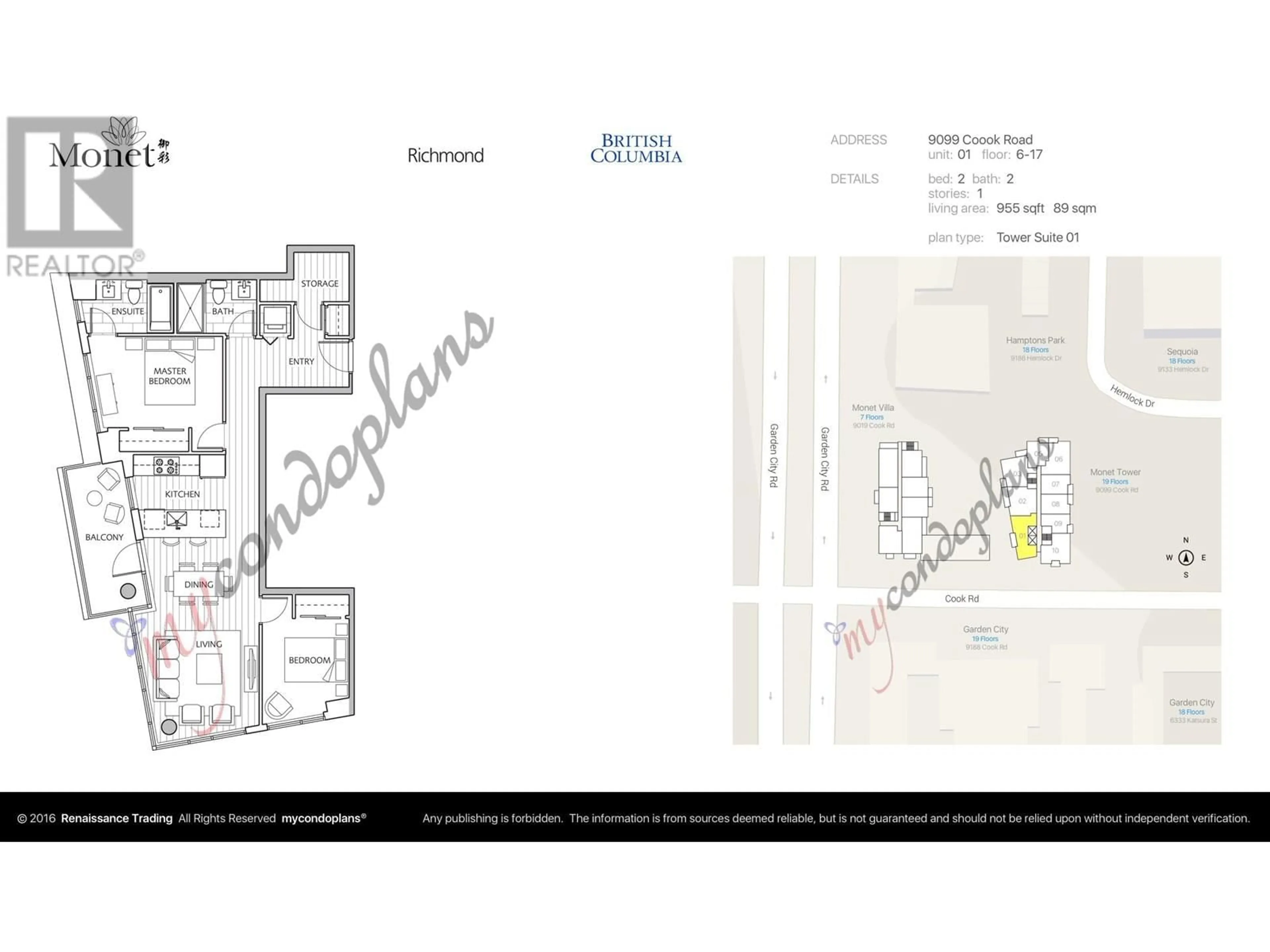 Floor plan for 601 - 9099 COOK ROAD, Richmond British Columbia V6Y0G5