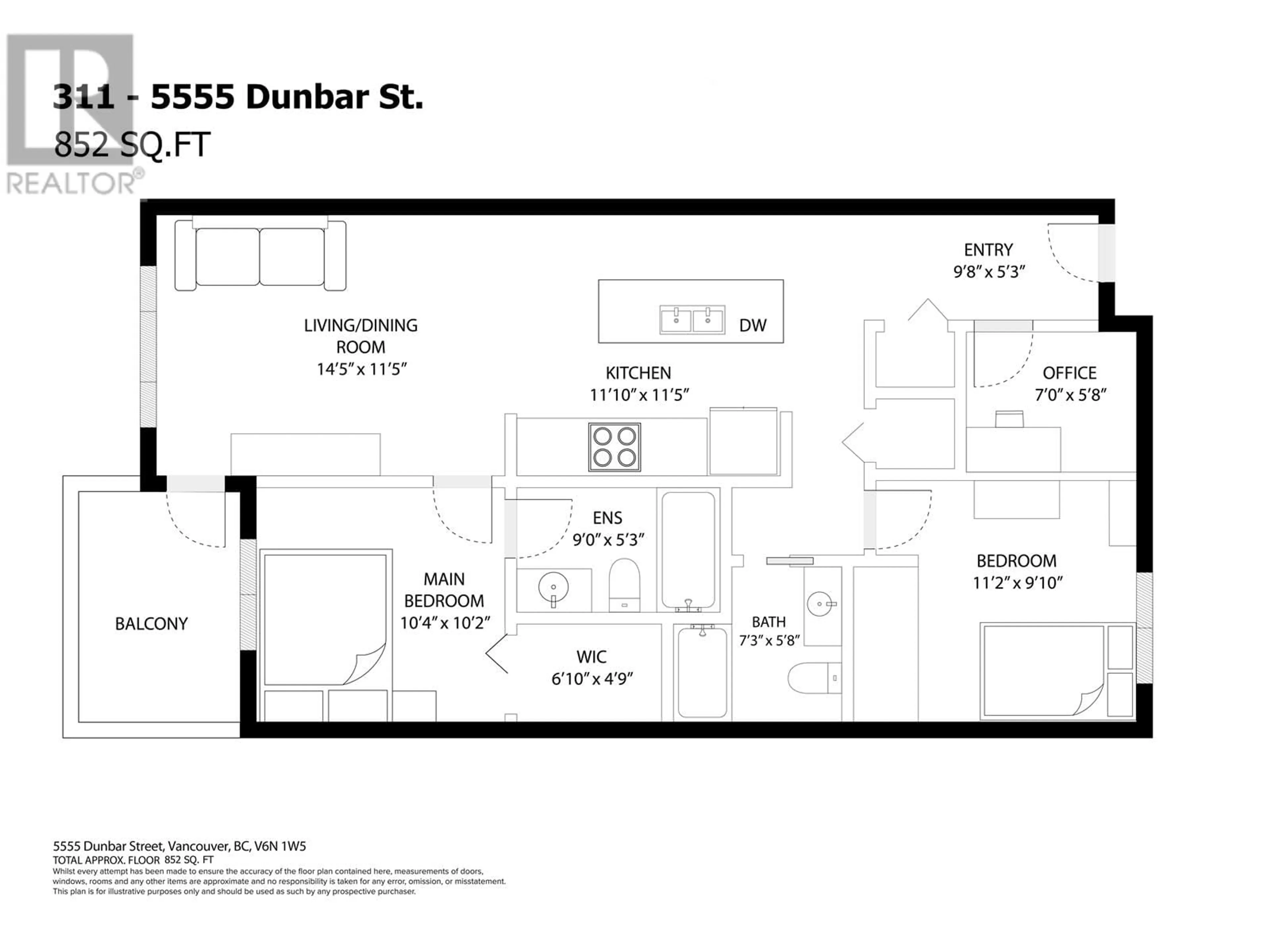 Floor plan for 311 - 5555 DUNBAR STREET, Vancouver British Columbia V6N1W5