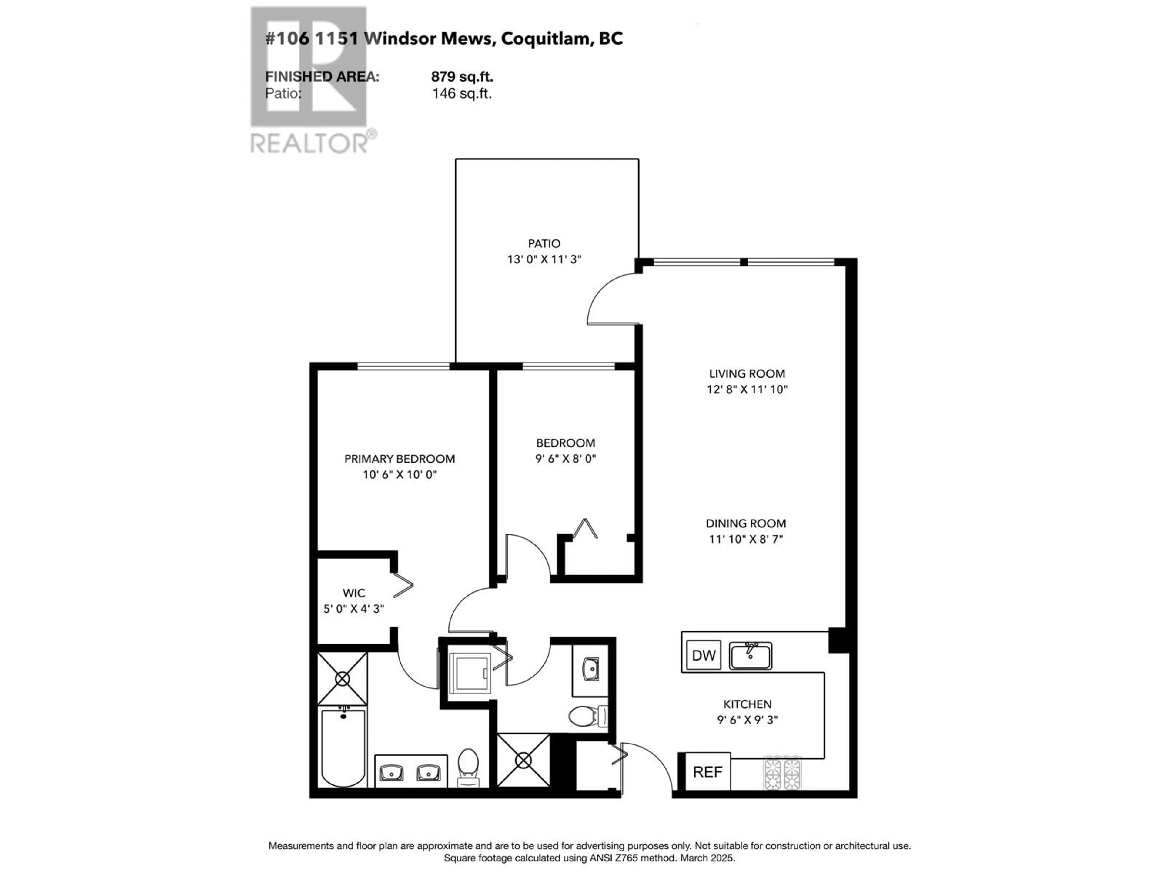 Floor plan for 106 - 1151 WINDSOR MEWS, Coquitlam British Columbia V3B0M9