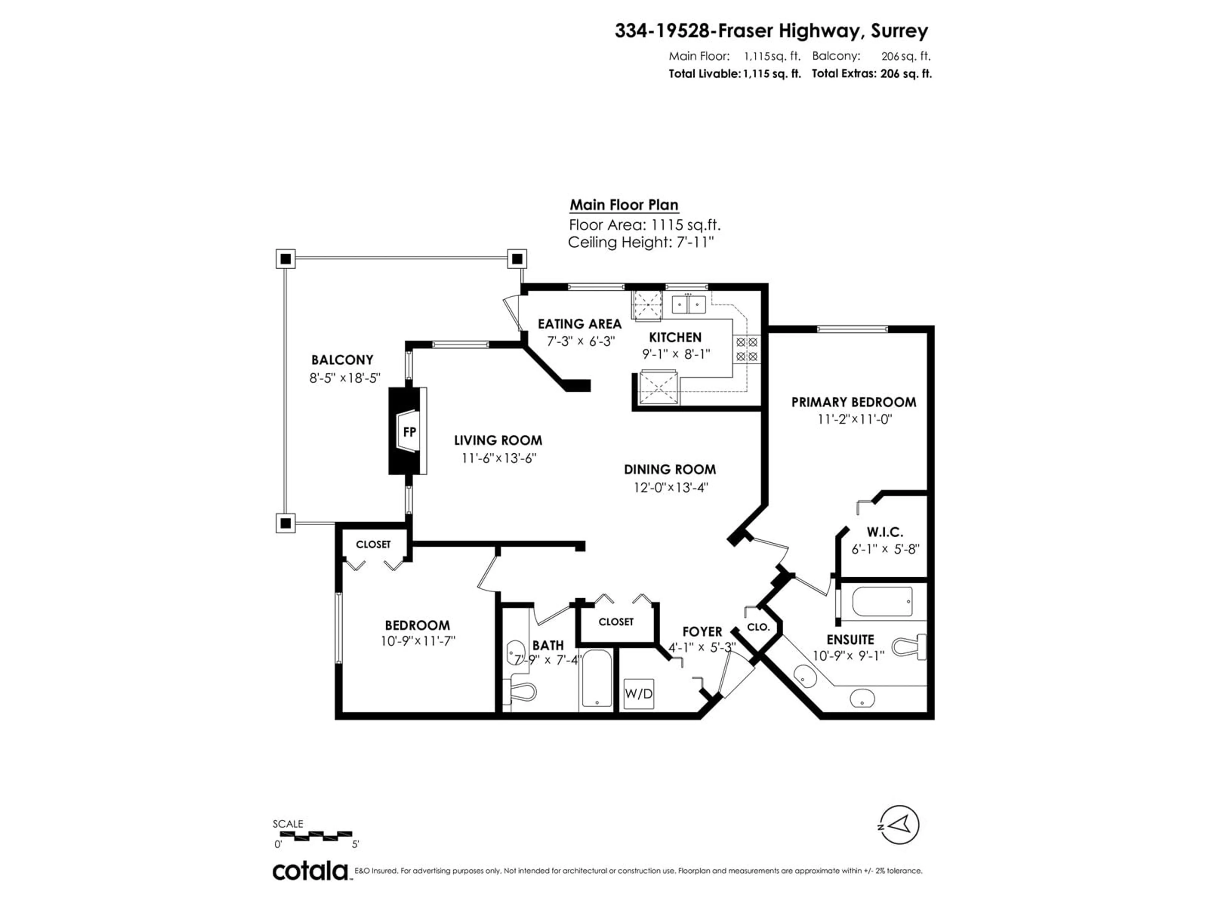 Floor plan for 334 - 19528 FRASER, Surrey British Columbia V3S8P4