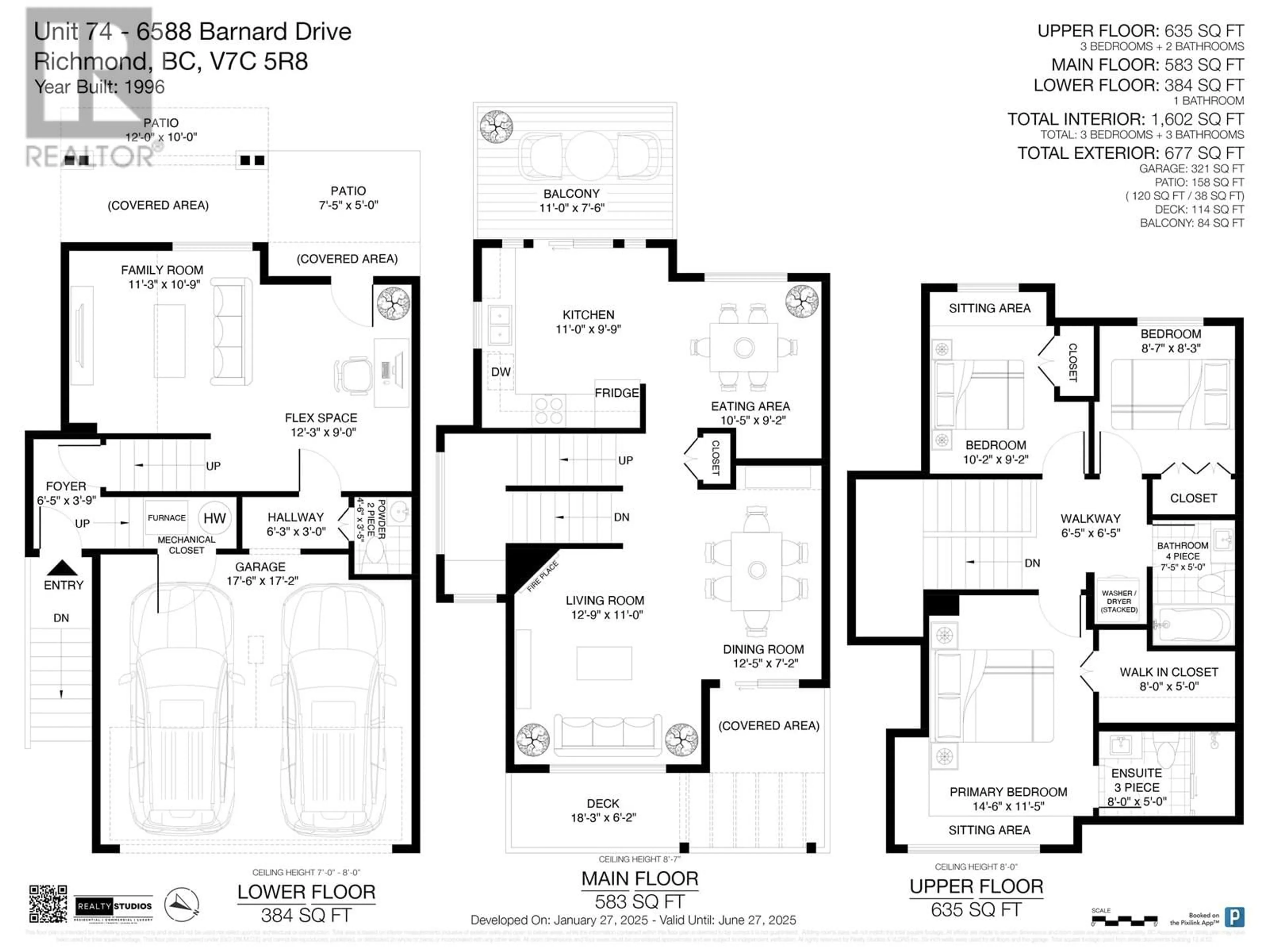 Floor plan for 74 - 6588 BARNARD DRIVE, Richmond British Columbia V7C5R8