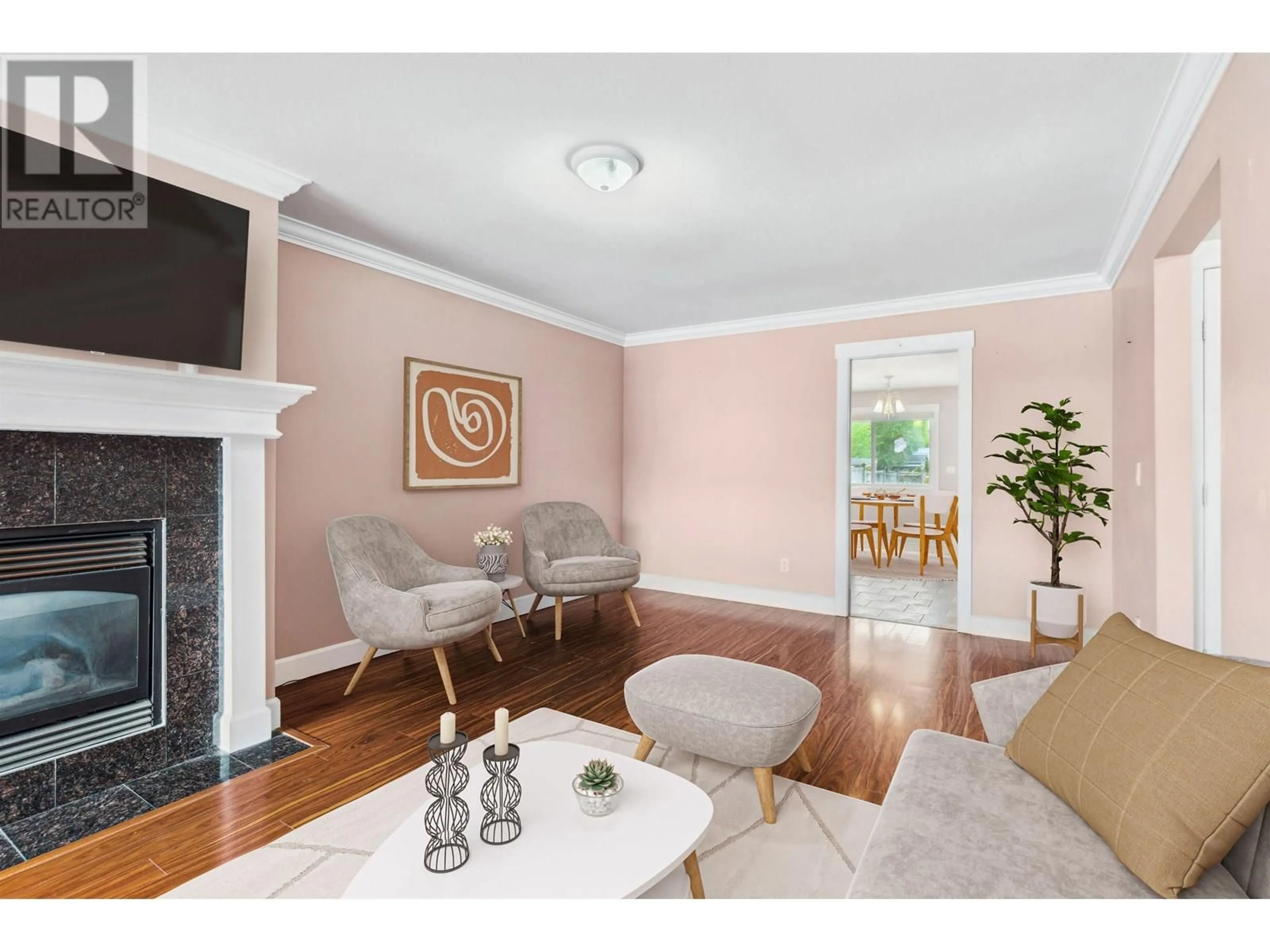 Living room with furniture, wood/laminate floor for 6419 SELMA AVENUE, Burnaby British Columbia V5H3R3