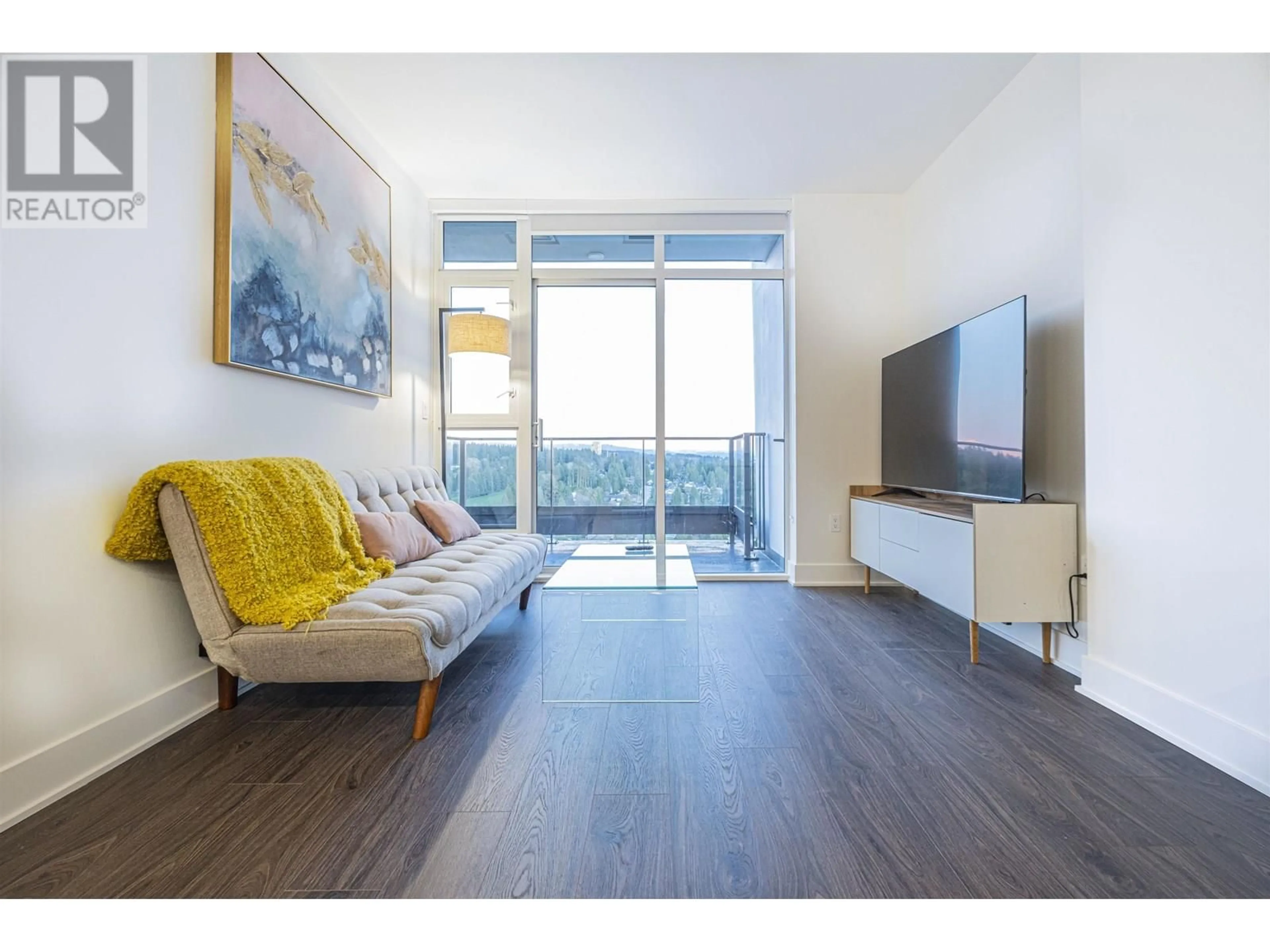 Living room with furniture, wood/laminate floor for 3203 - 450 WESTVIEW STREET, Coquitlam British Columbia V3K0G3